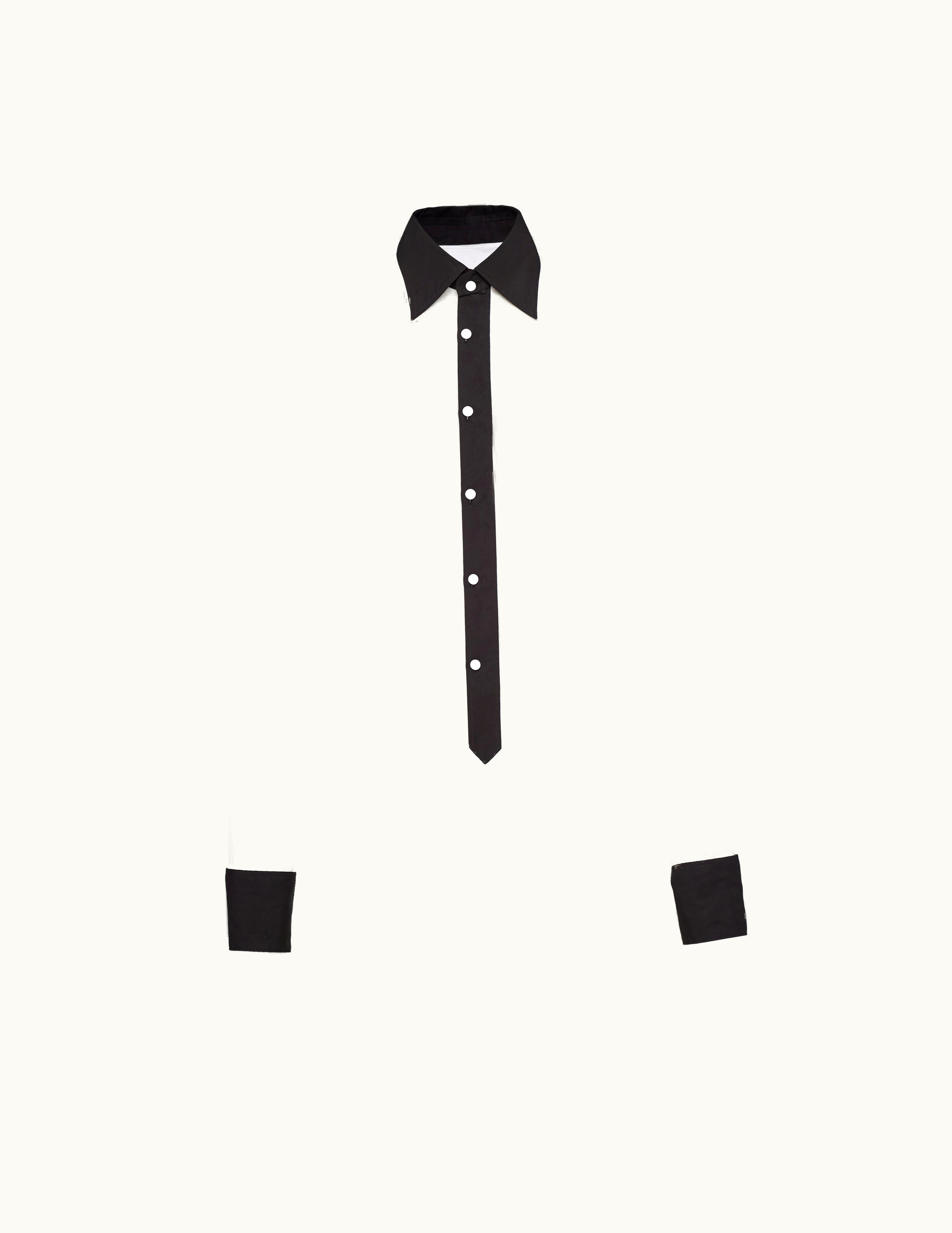Prada Prada Jabot Detachable Collar Cotton Shirt White / Black