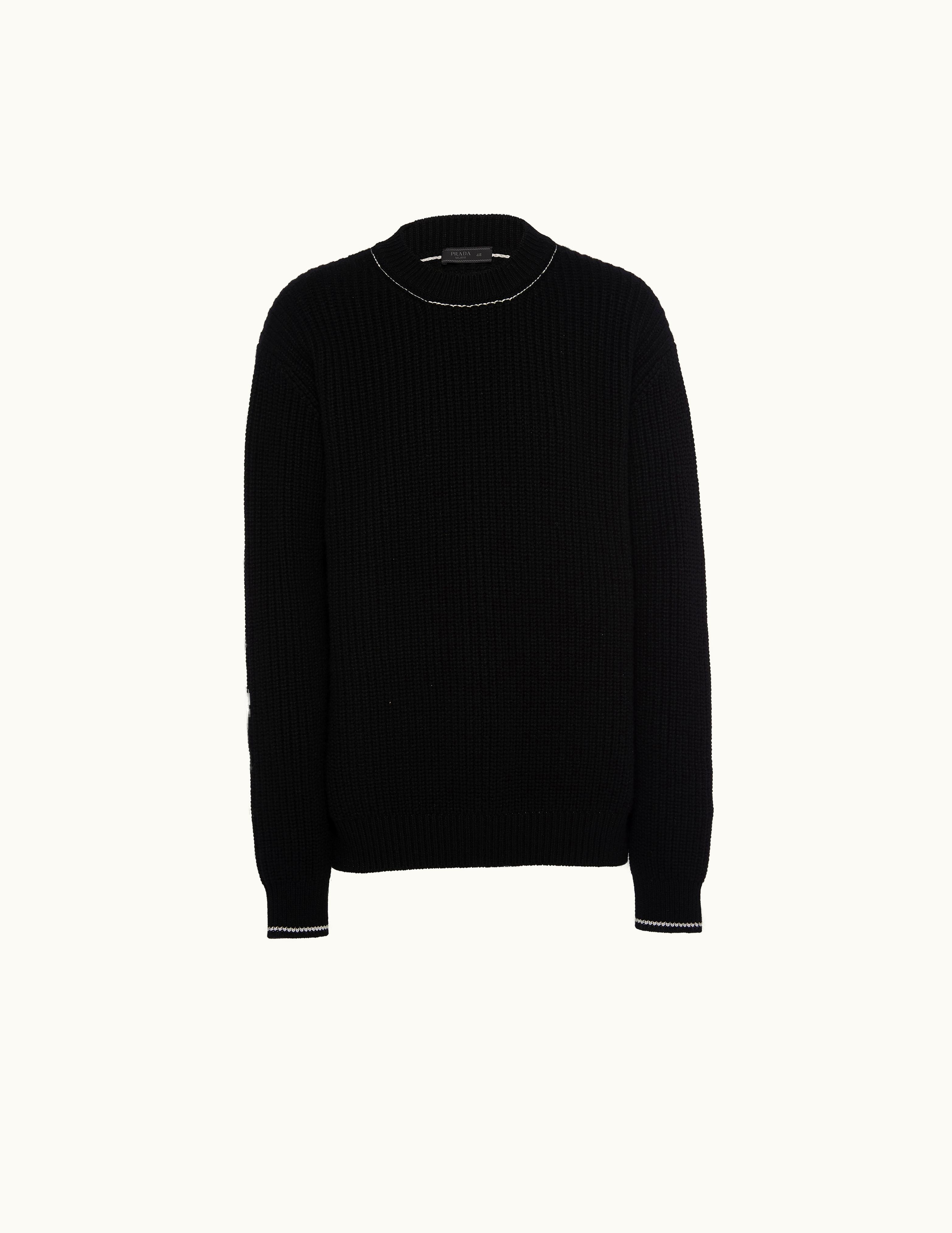 Prada Prada Fisherman's Ribbed Knit Crew-neck Sweater Black