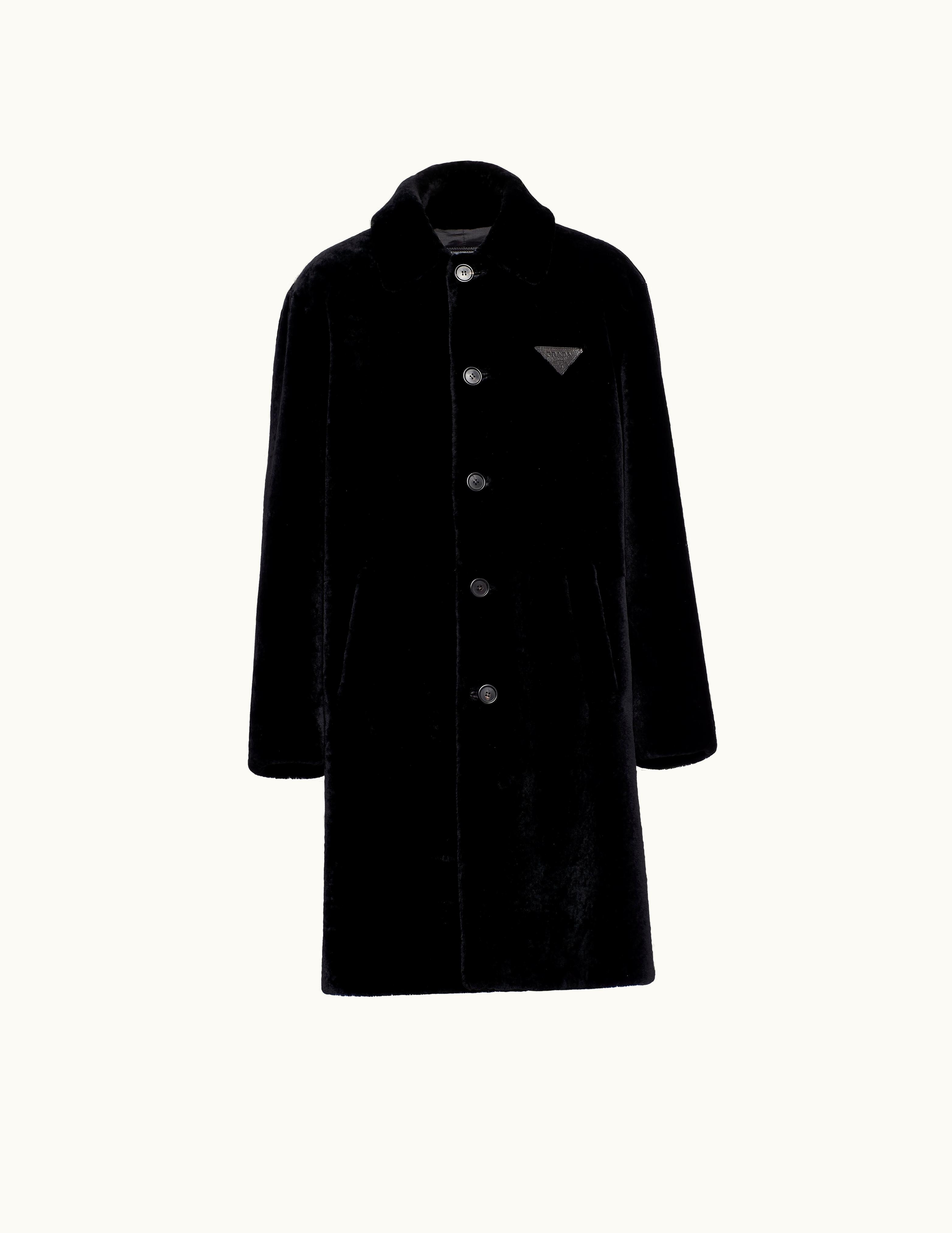 Prada Prada Classic Shearling Coat Black