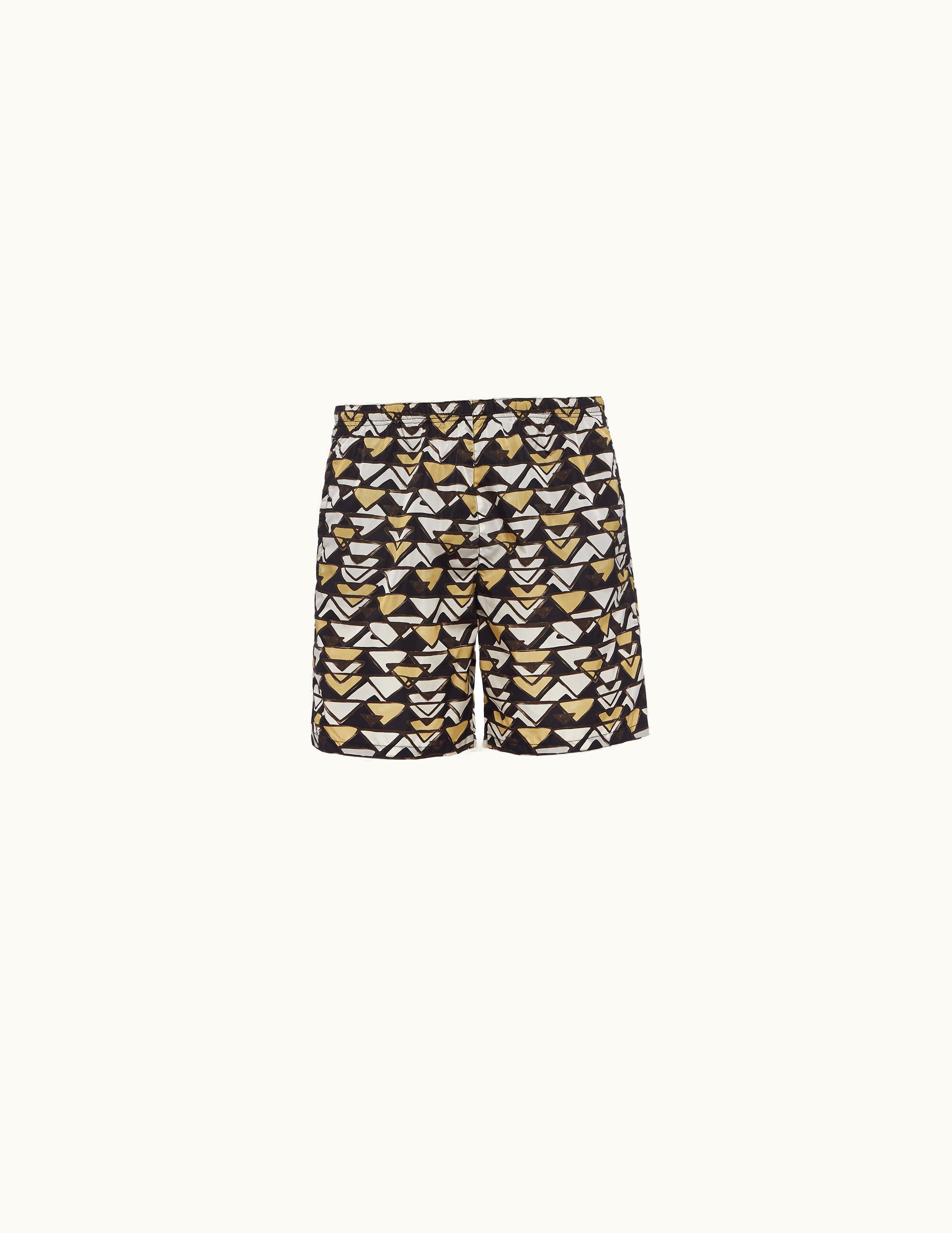 Prada Prada Black / Vanilla Printed Re-nylon Swim Trunks