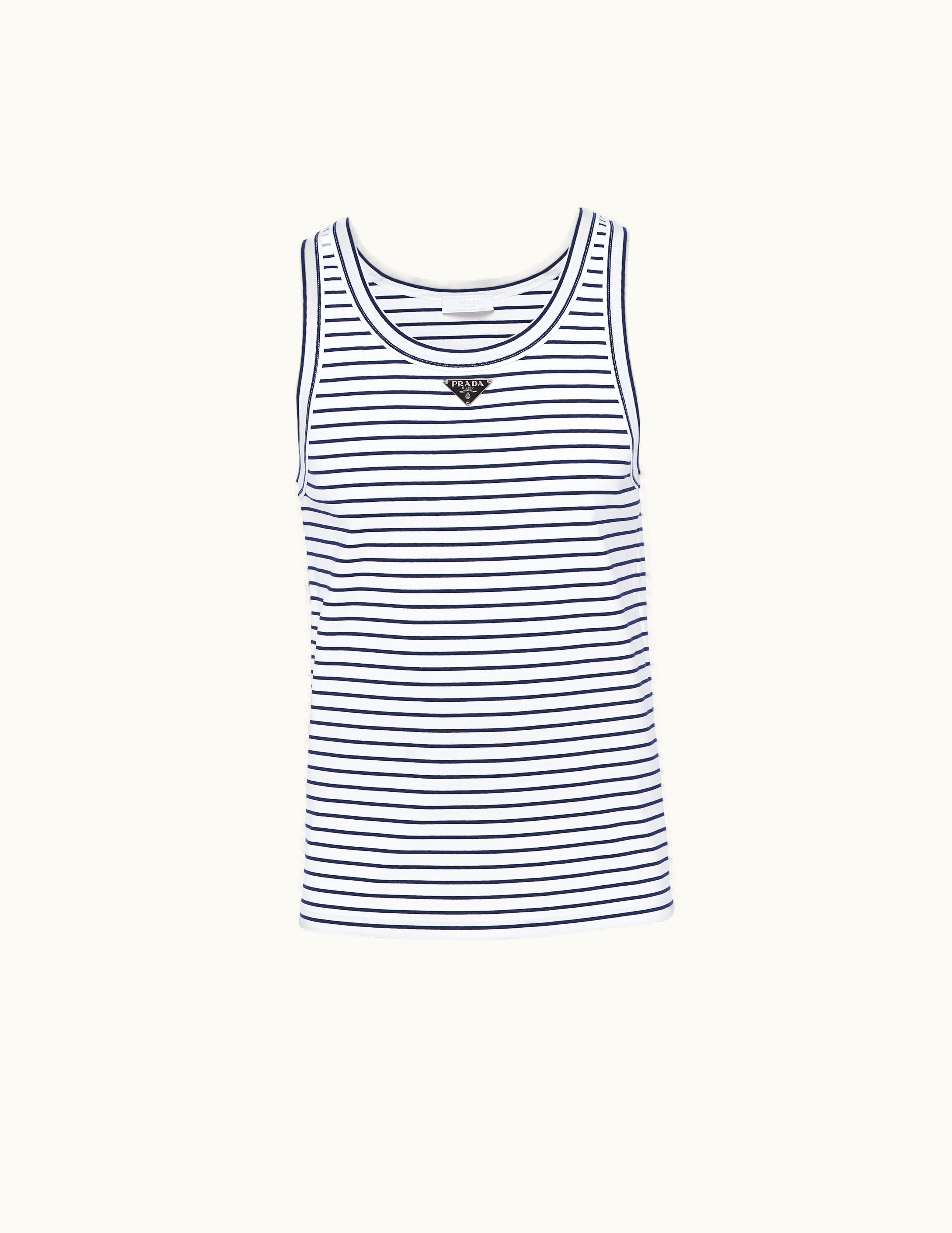 Prada Prada White / Blue Cotton Top