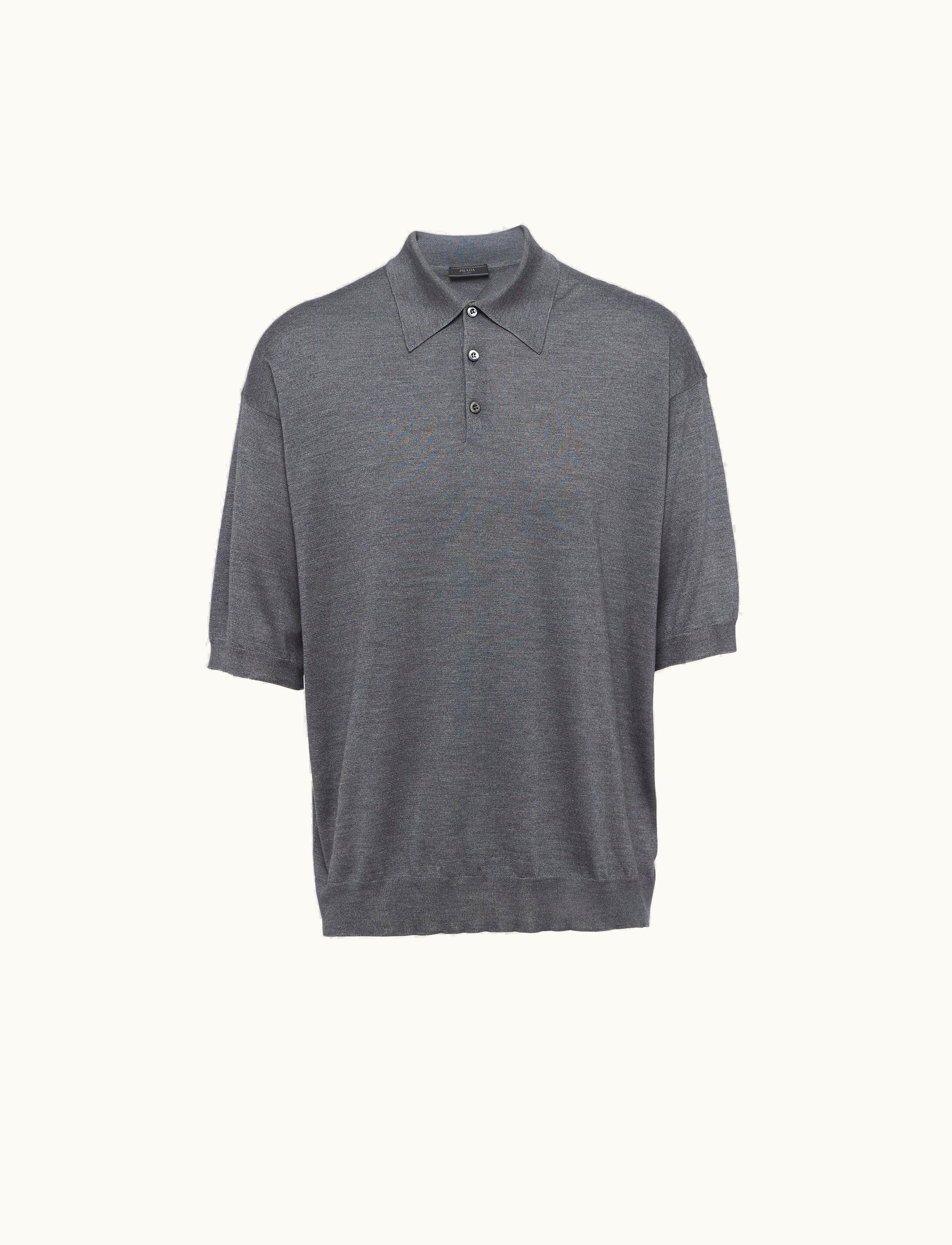 Prada Prada Slate Gray Silk Polo Shirt