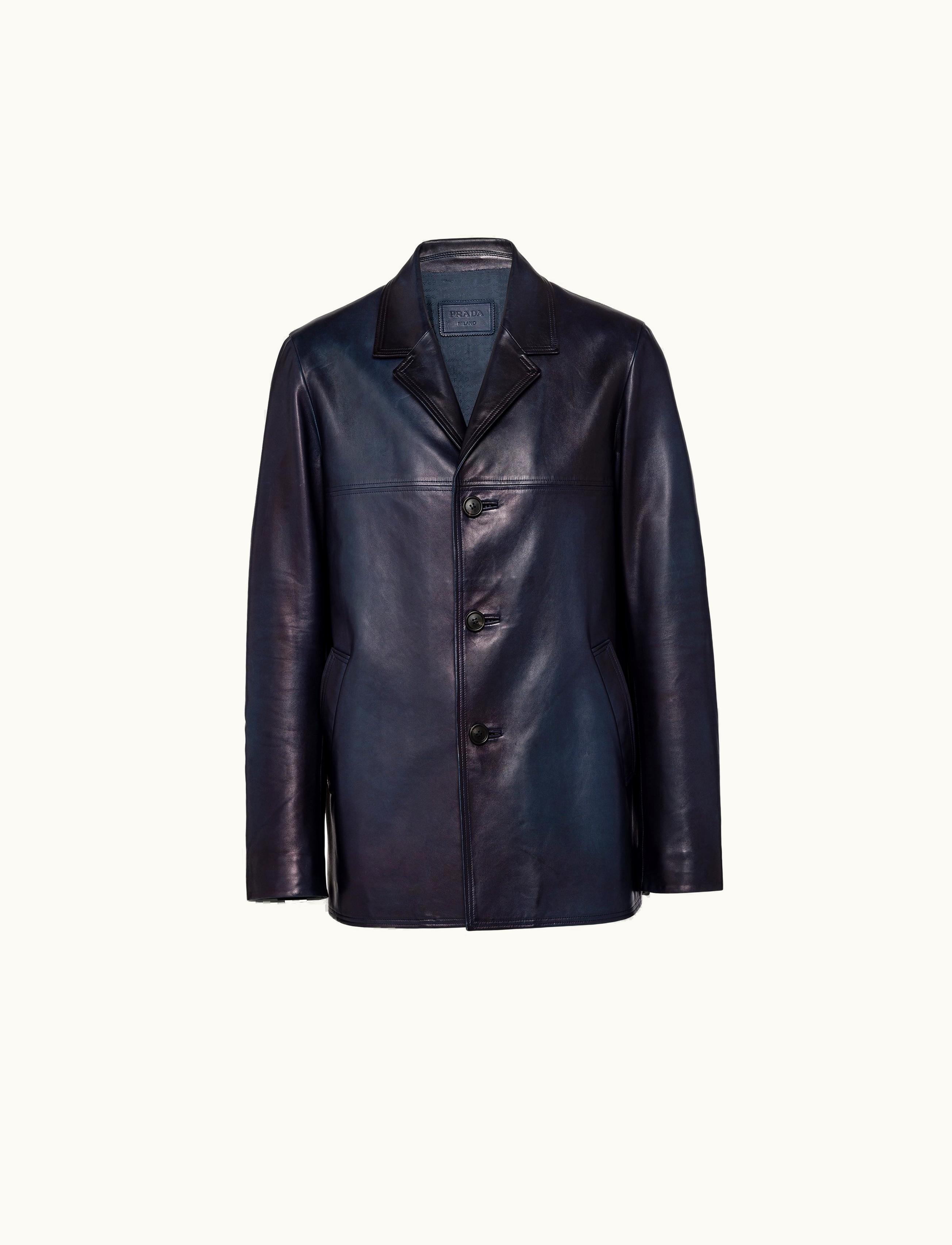 Prada Prada Baltic Blue Nappa Leather Caban Jacket