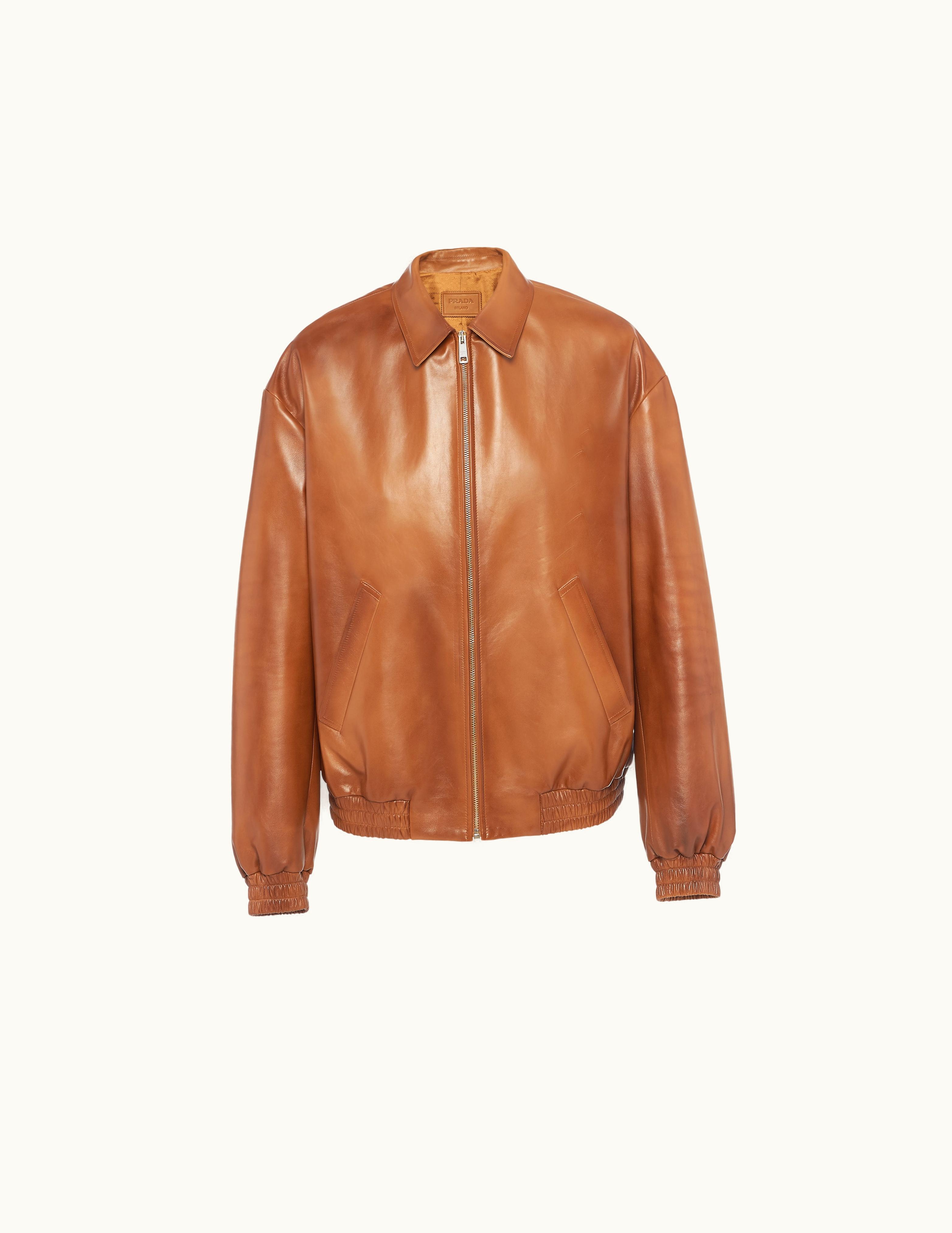 Prada Prada Caramel Oversized Nappa Leather Bomber Jacket