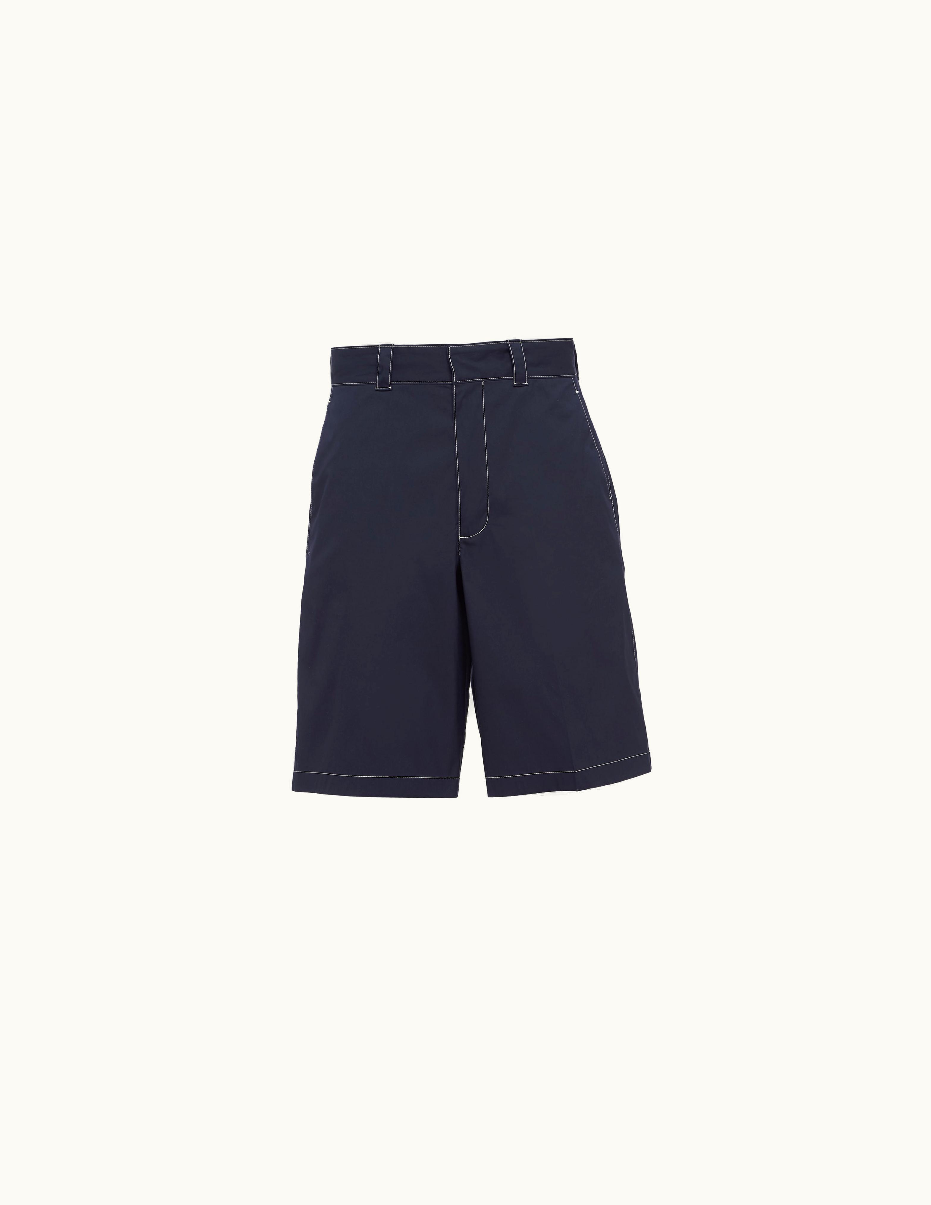 Prada Prada Blue / Limestone Stretch Poplin Bermudas