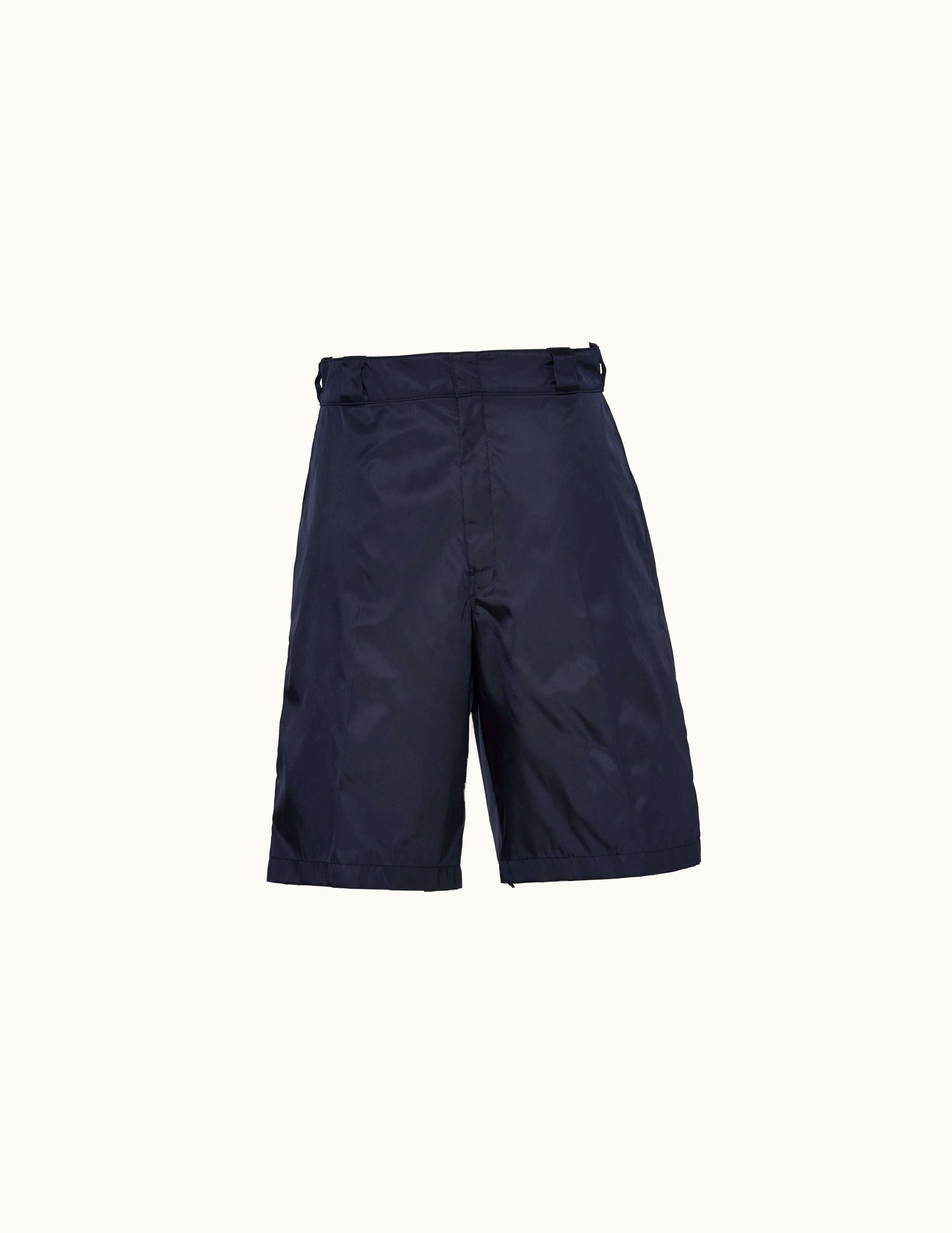 Prada Prada Enameled Metal Triangle Logo Blue Re-nylon Bermuda Shorts