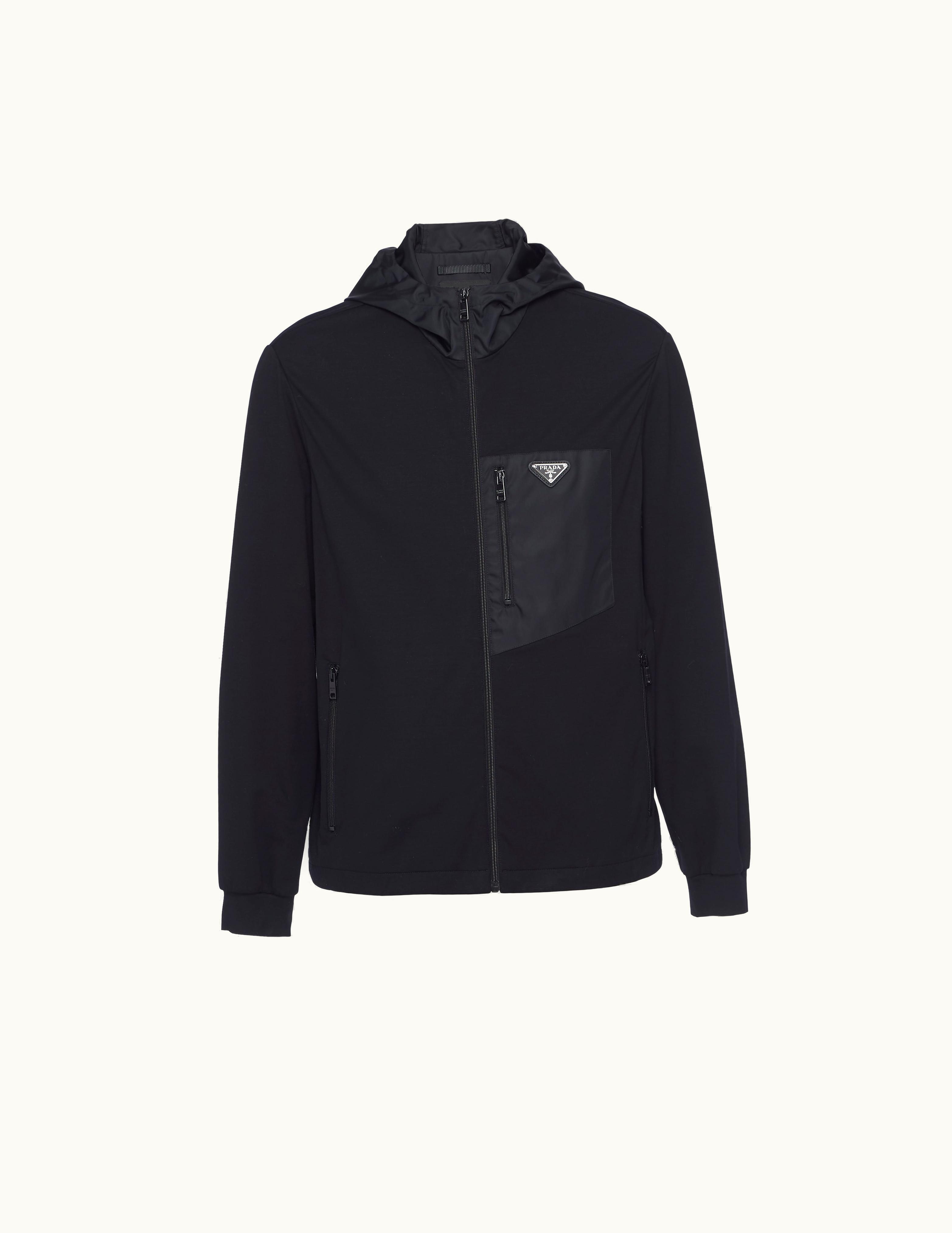 Prada Prada Black Technical Cotton And Re-nylon Cardigan