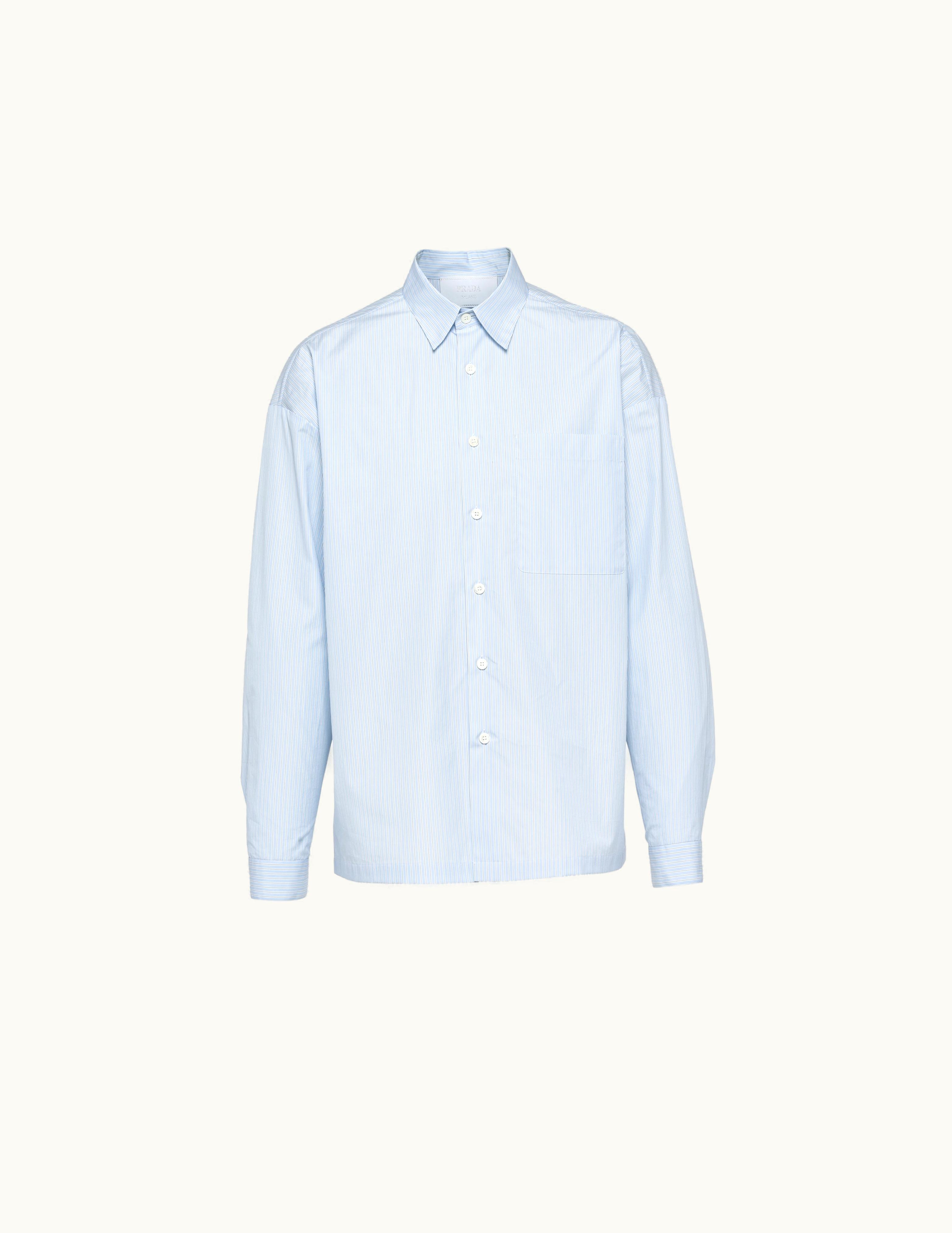 Prada Prada White / Sky Blue / Blue Cotton Shirt