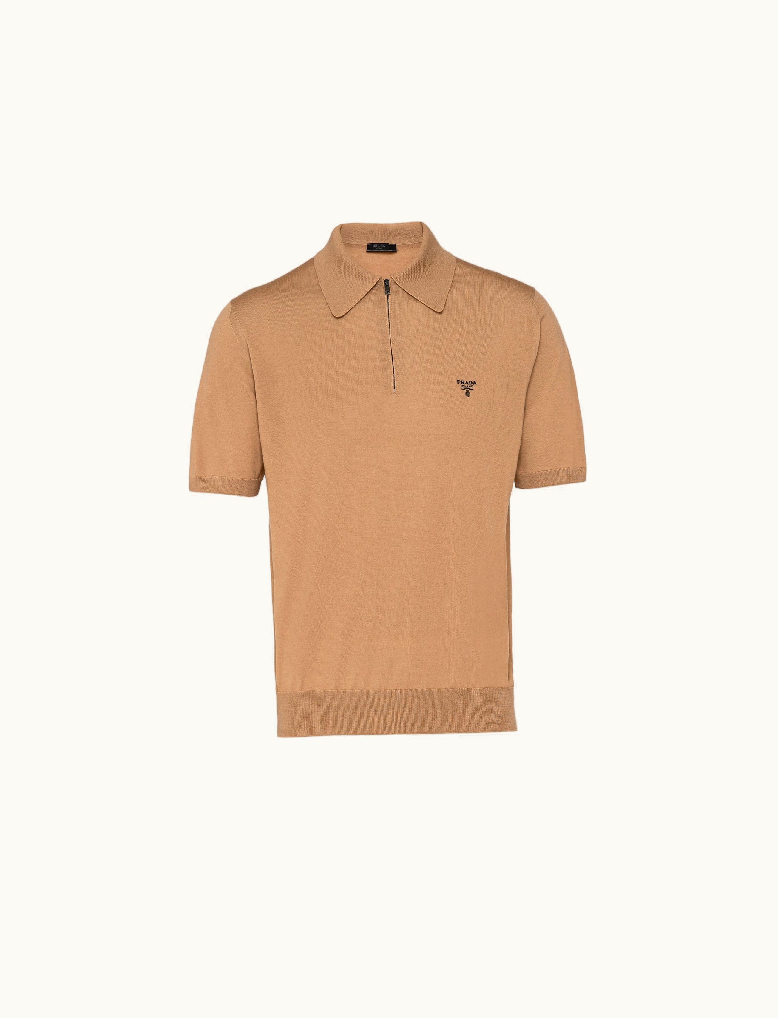 Prada Prada Camel Brown Superfine Wool Polo Shirt