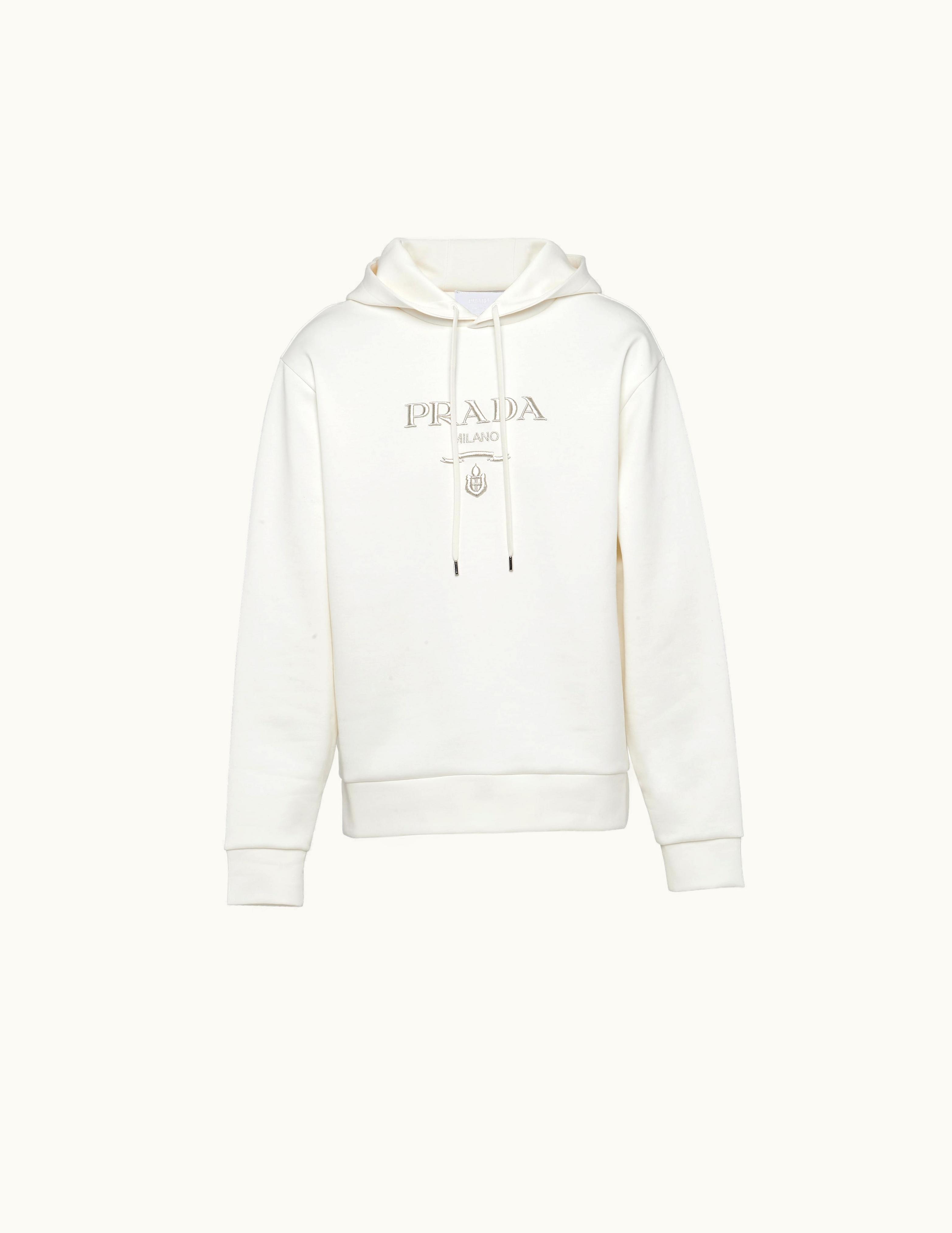 Prada Prada White / Silver Cotton Hoodie