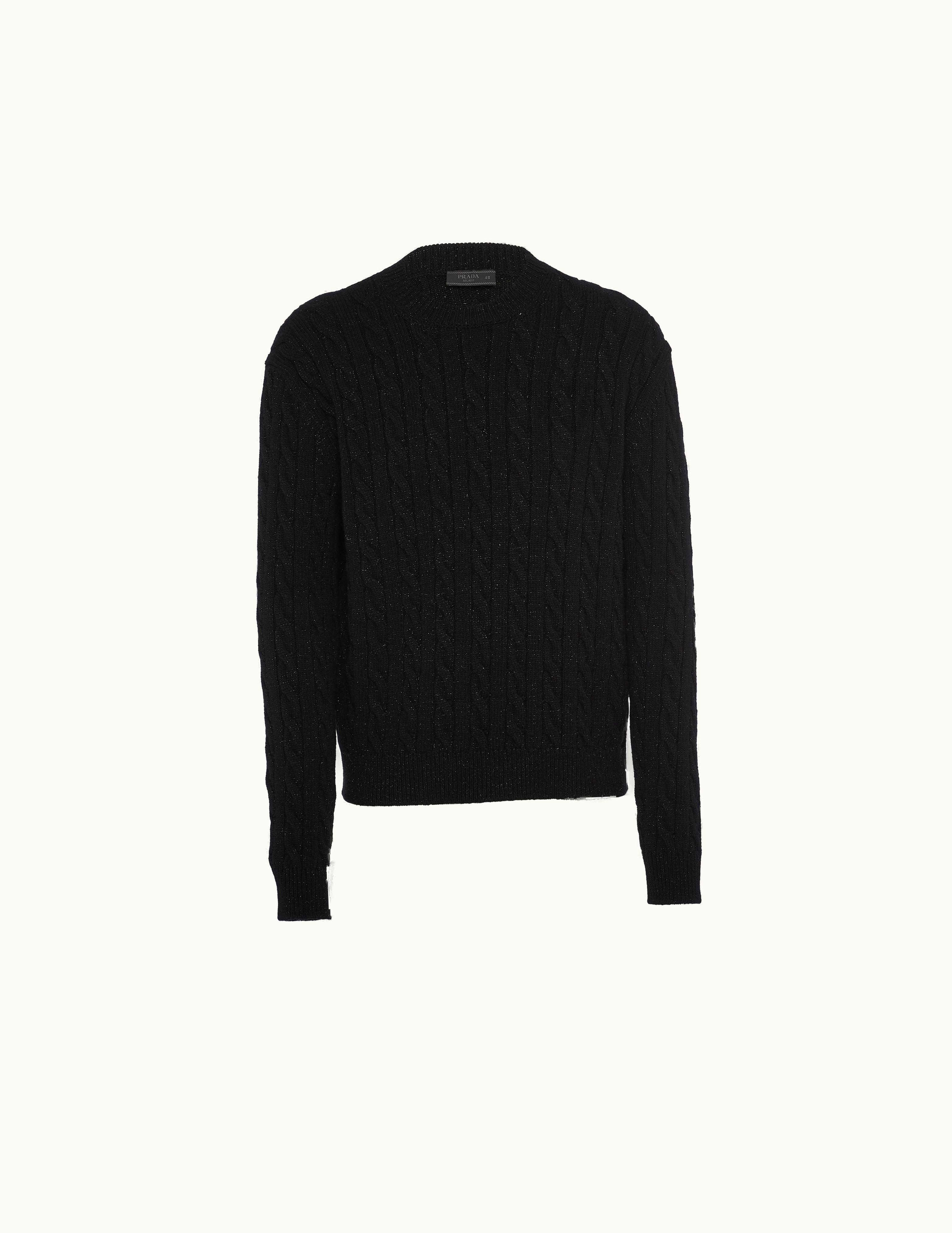Prada Prada Black Cashmere And Lamé Crew-neck Sweater