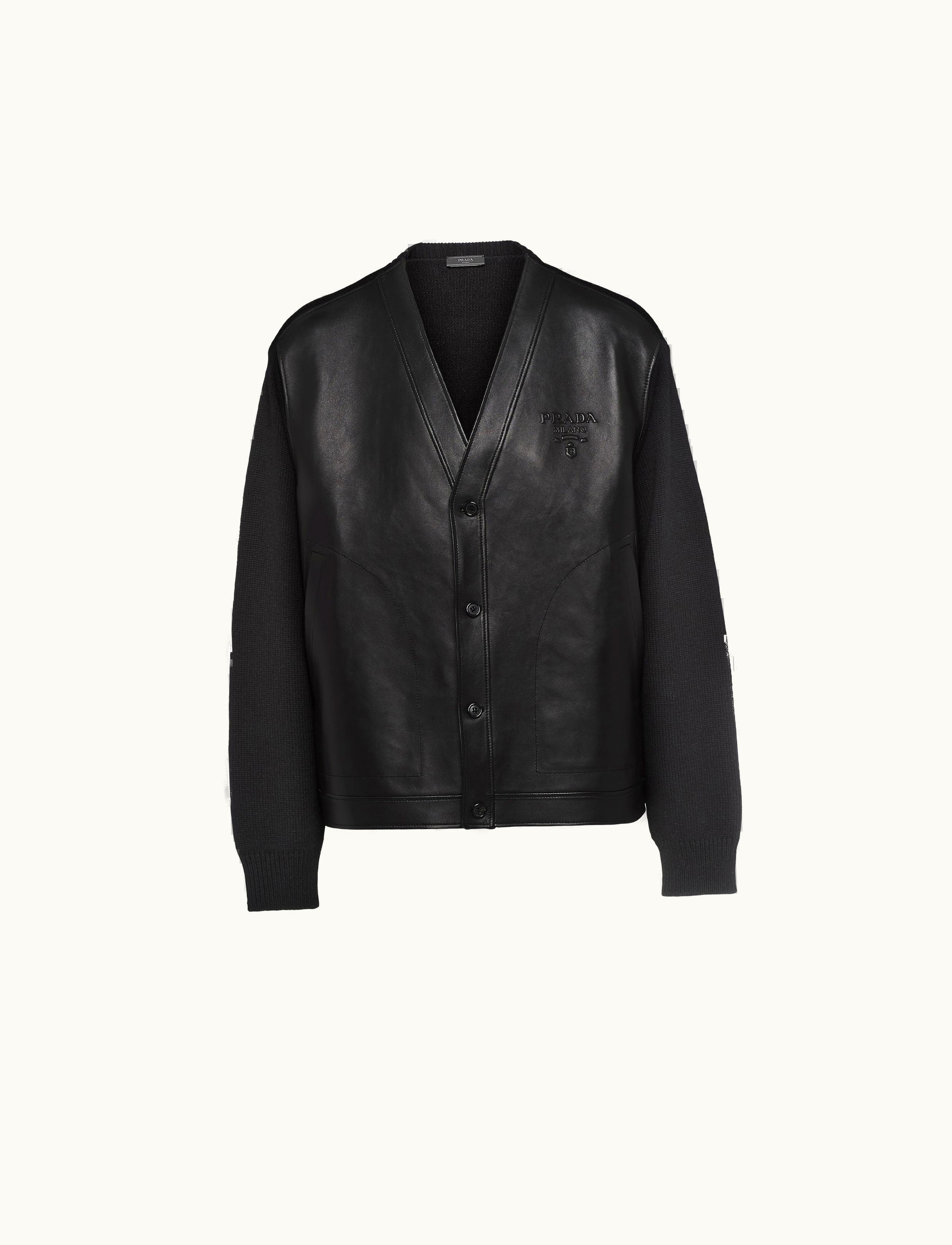 Prada Prada Black Cashmere And Leather Cardigan
