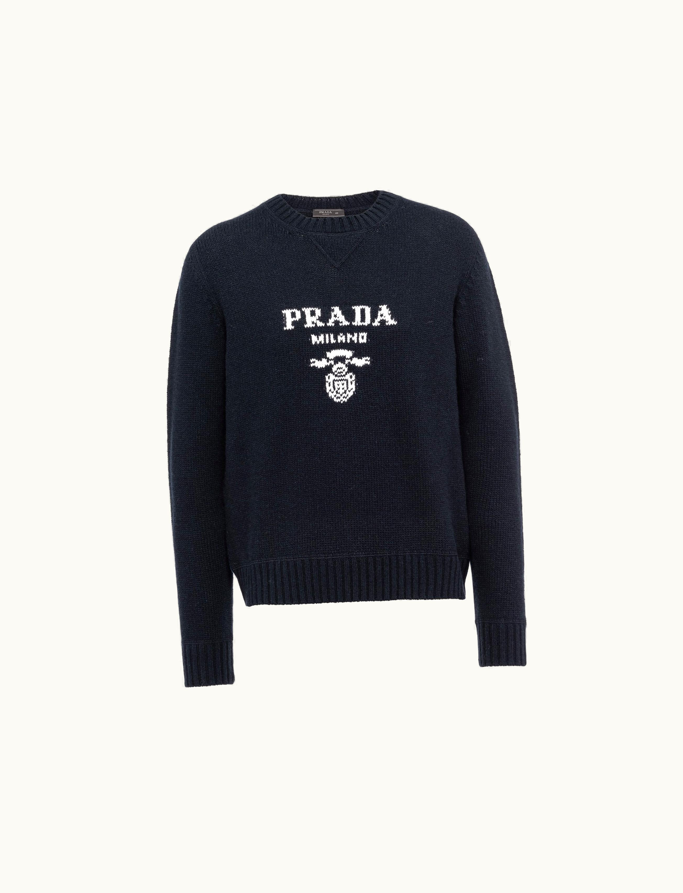 Prada Prada Classic Wool and Cashmere Crew-neck Sweater Black
