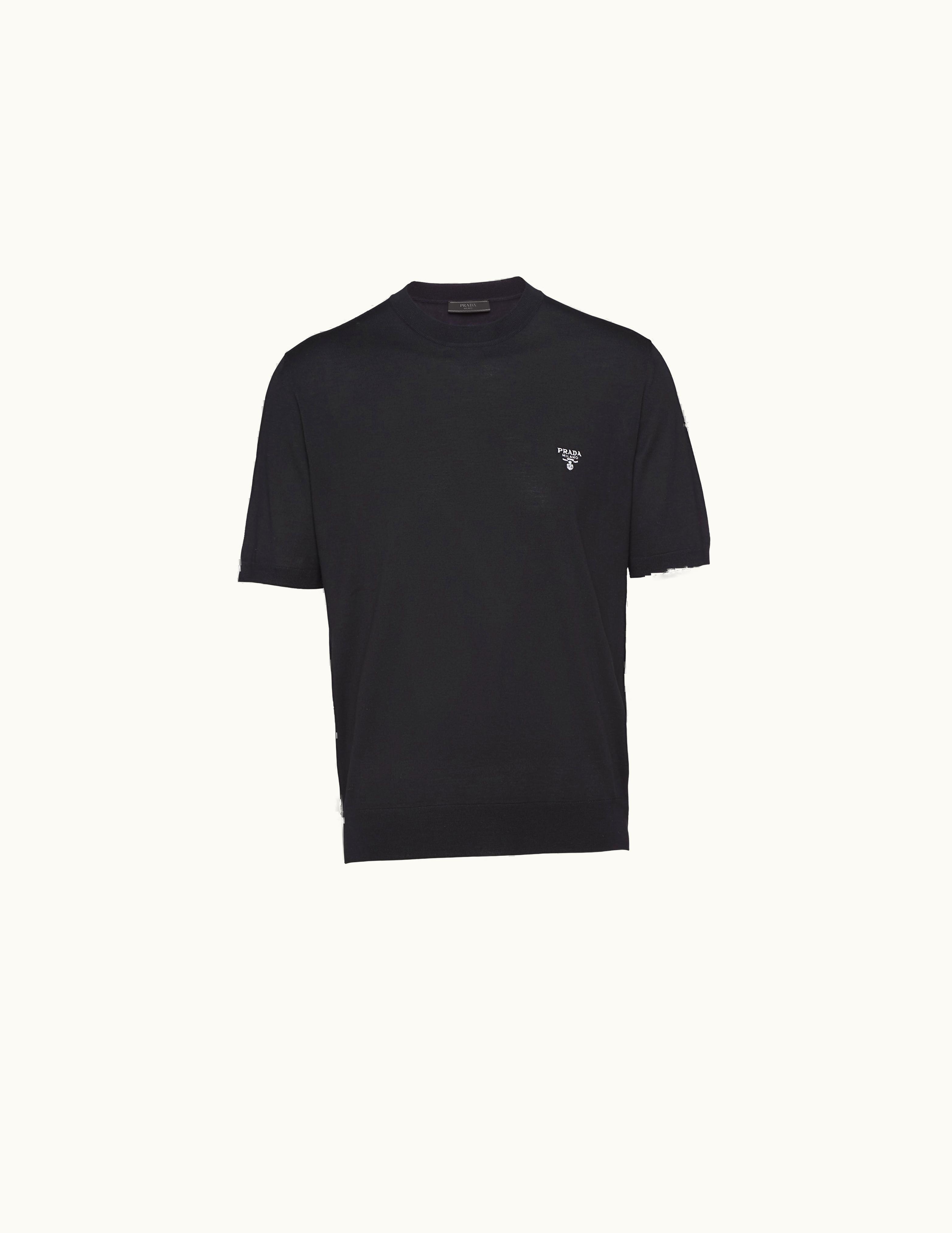 Prada Prada Classic Superfine Wool Crew-neck Sweater Black