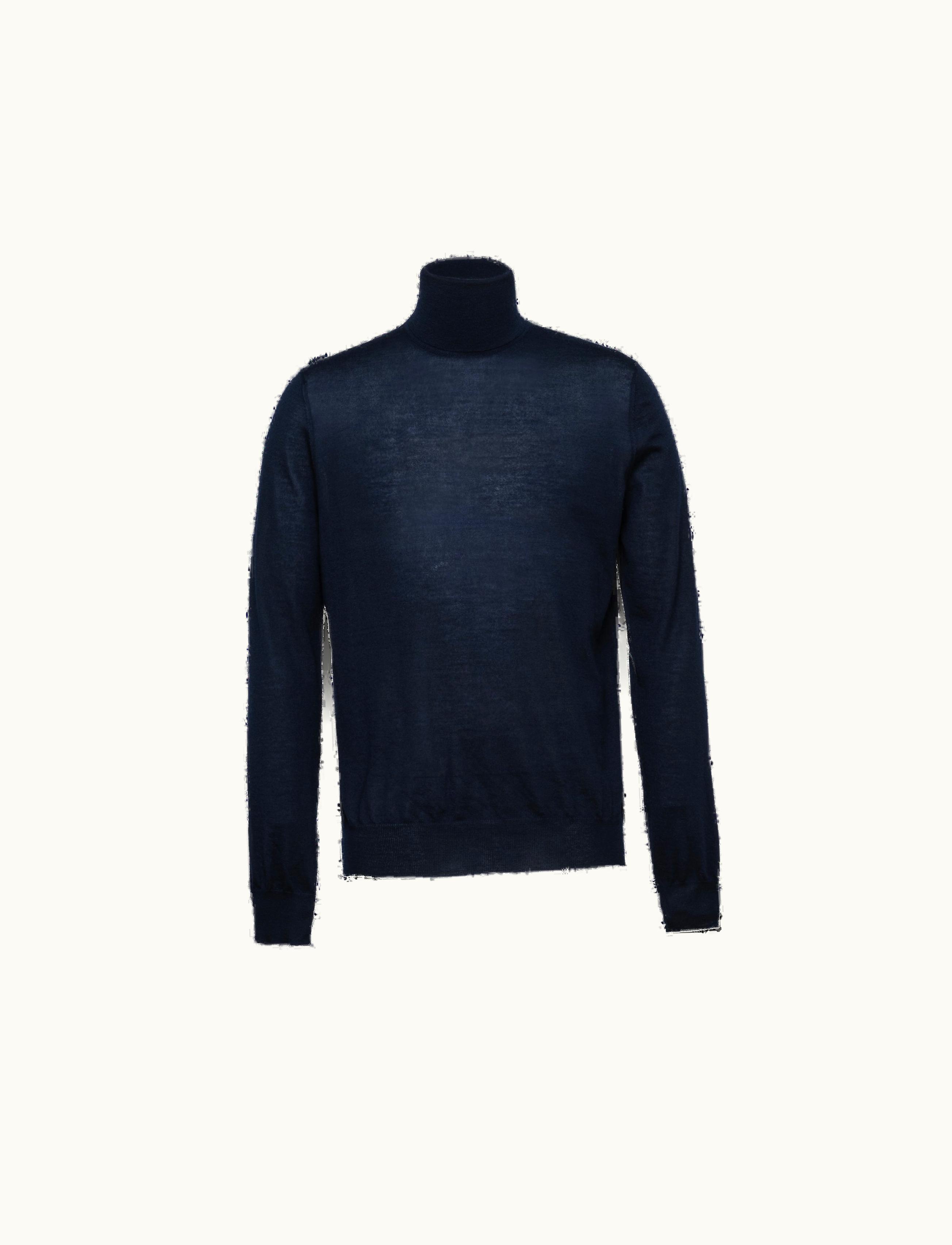 Prada Prada Ribbed Cashmere Turtleneck Sweater Navy
