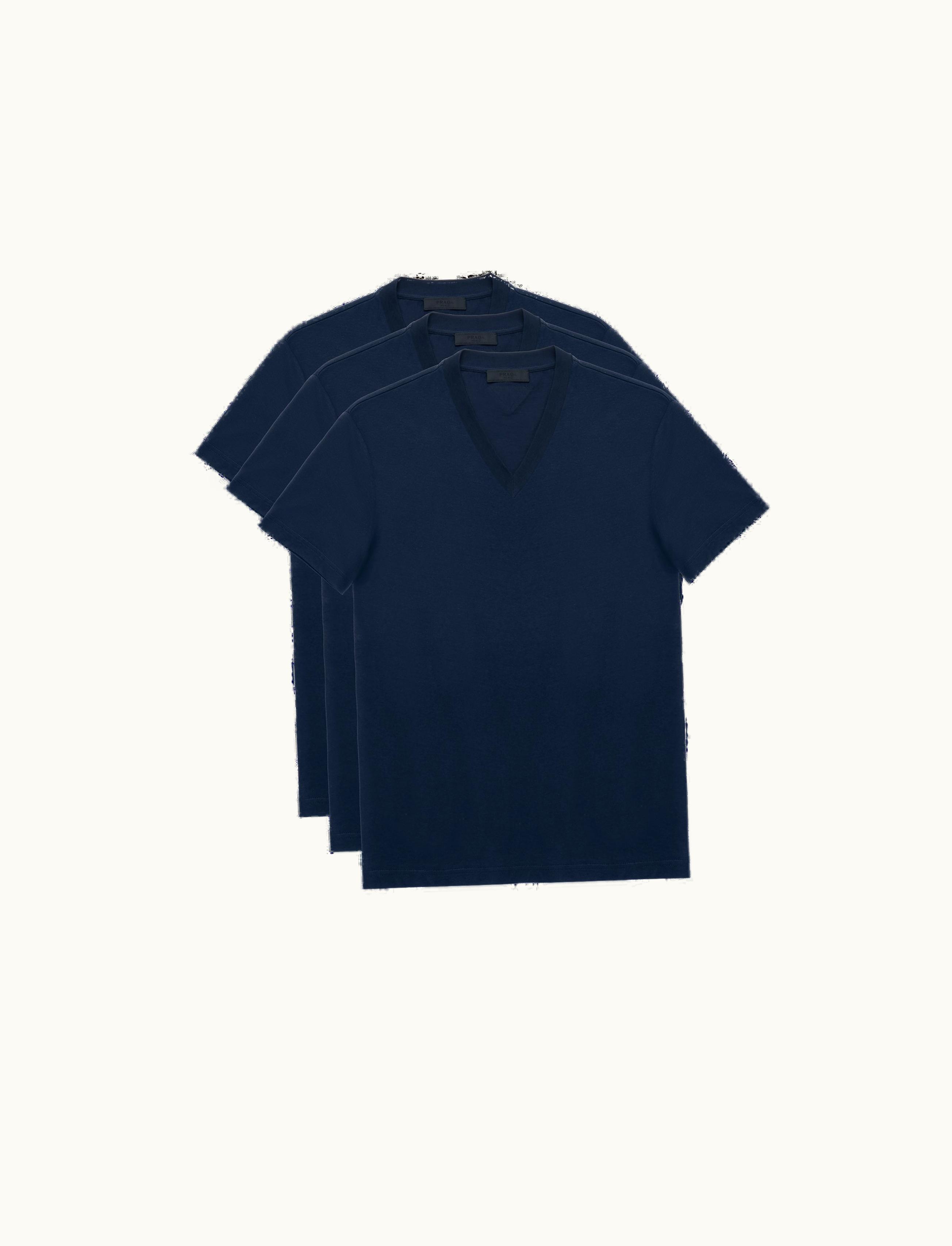 Prada Prada Navy Three Pack Cotton Jersey T-shirts