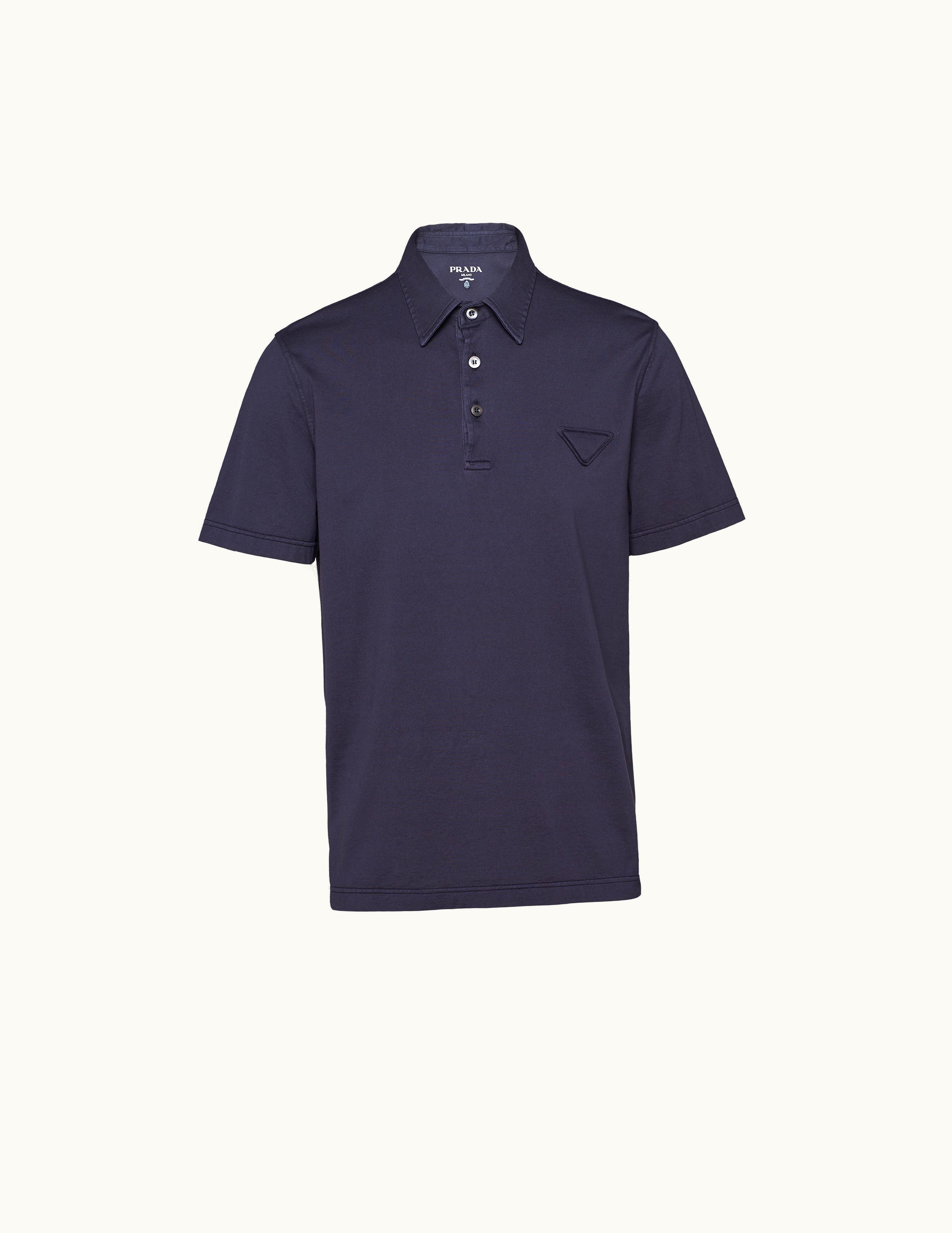 Prada Prada Navy Short-sleeved Cotton Polo Shirt