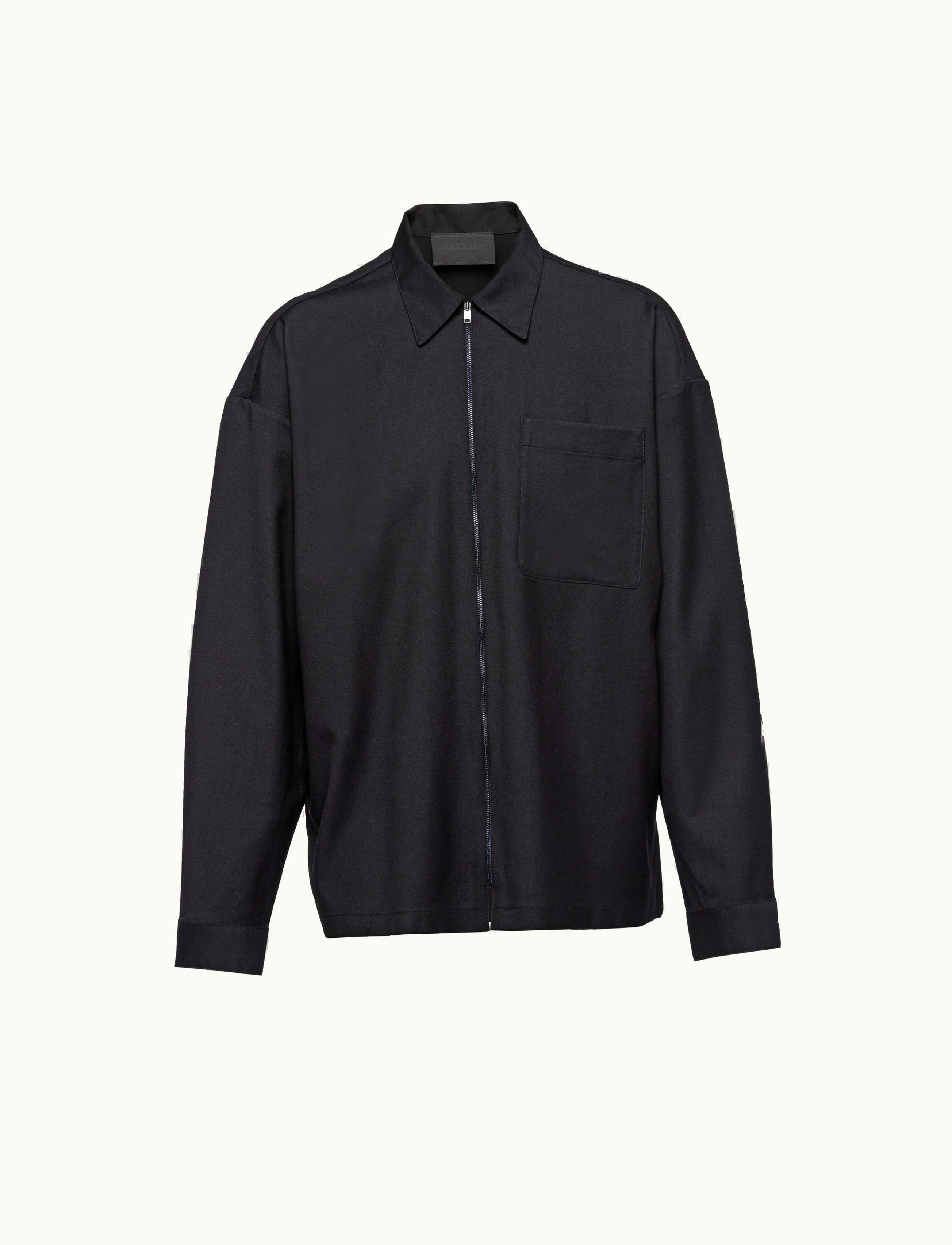 Prada Prada Classic Fit Wool Shirt Black