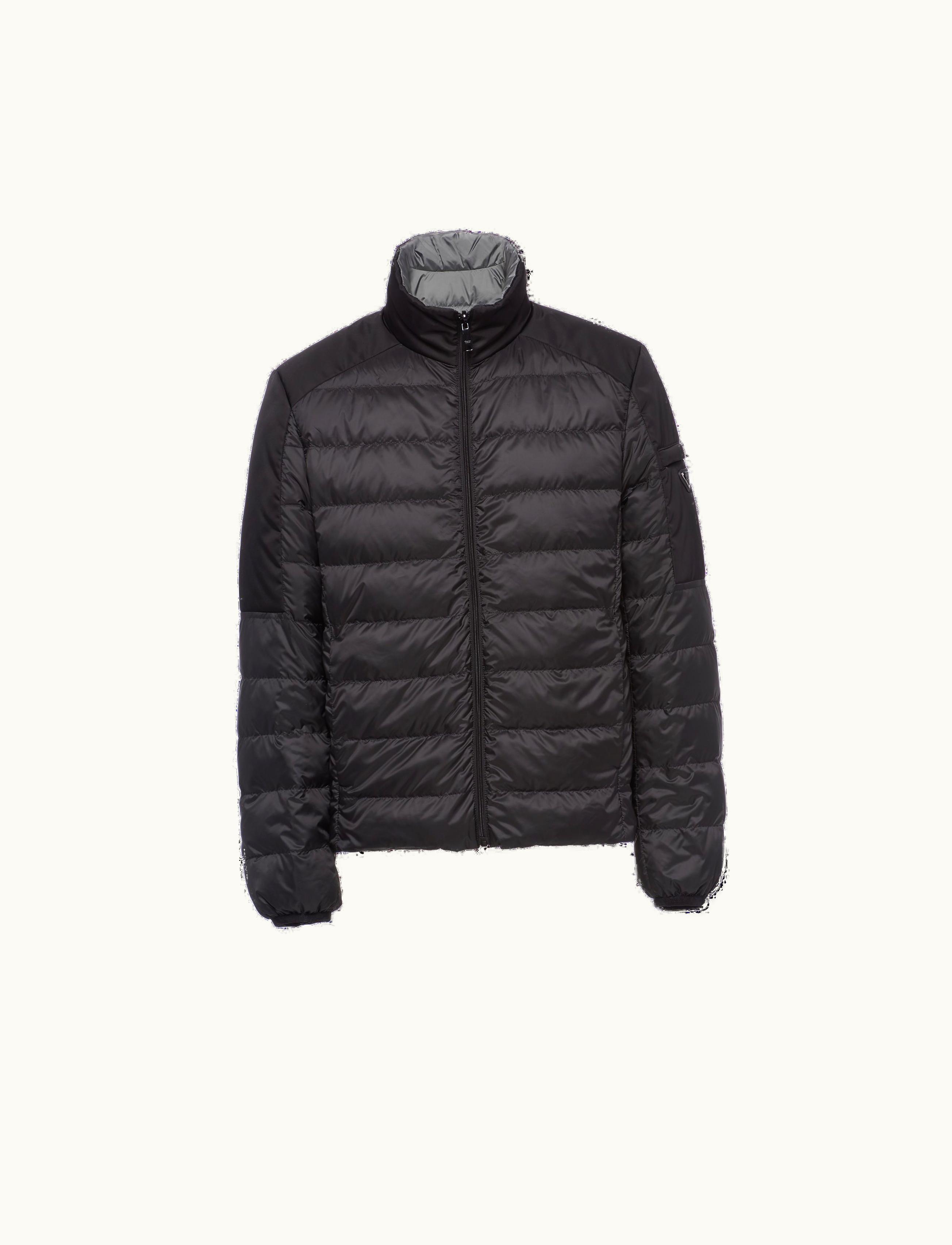 Prada Prada Black / Gray Cropped Technical Fabric Down Jacket
