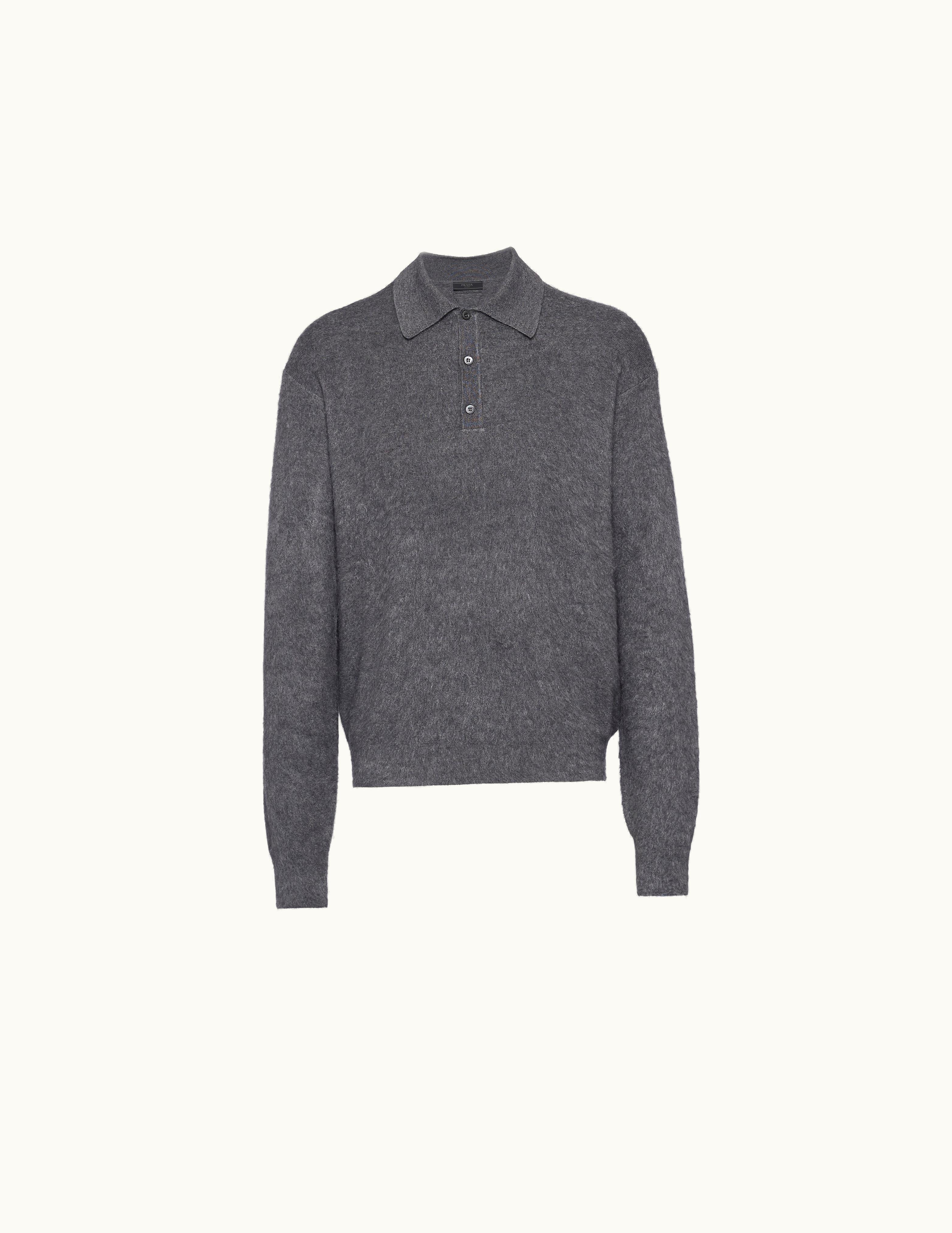 Prada Prada Grey Cashmere And Silk Polo Sweater