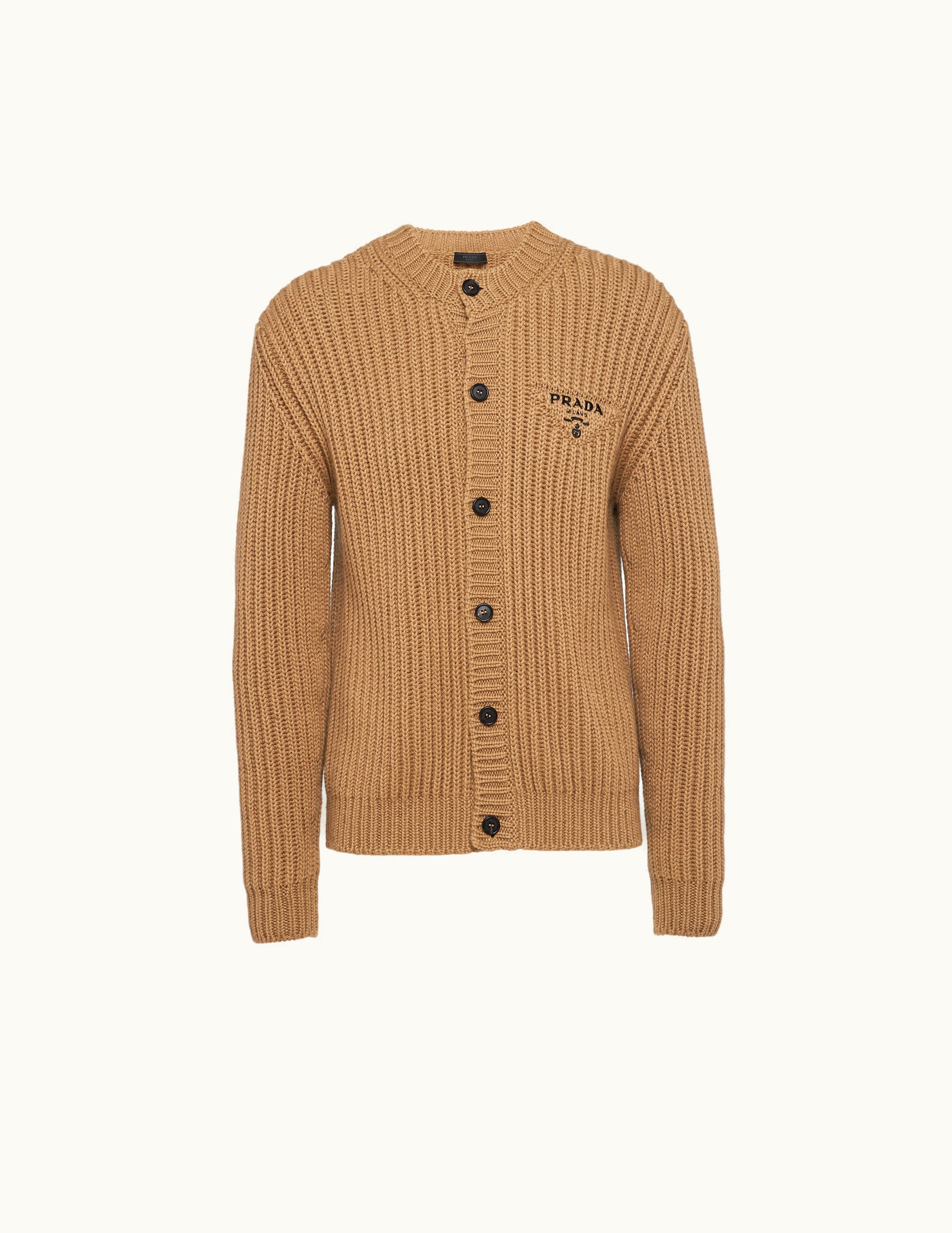 Prada Prada Classic Cashgora Cardigan Brown