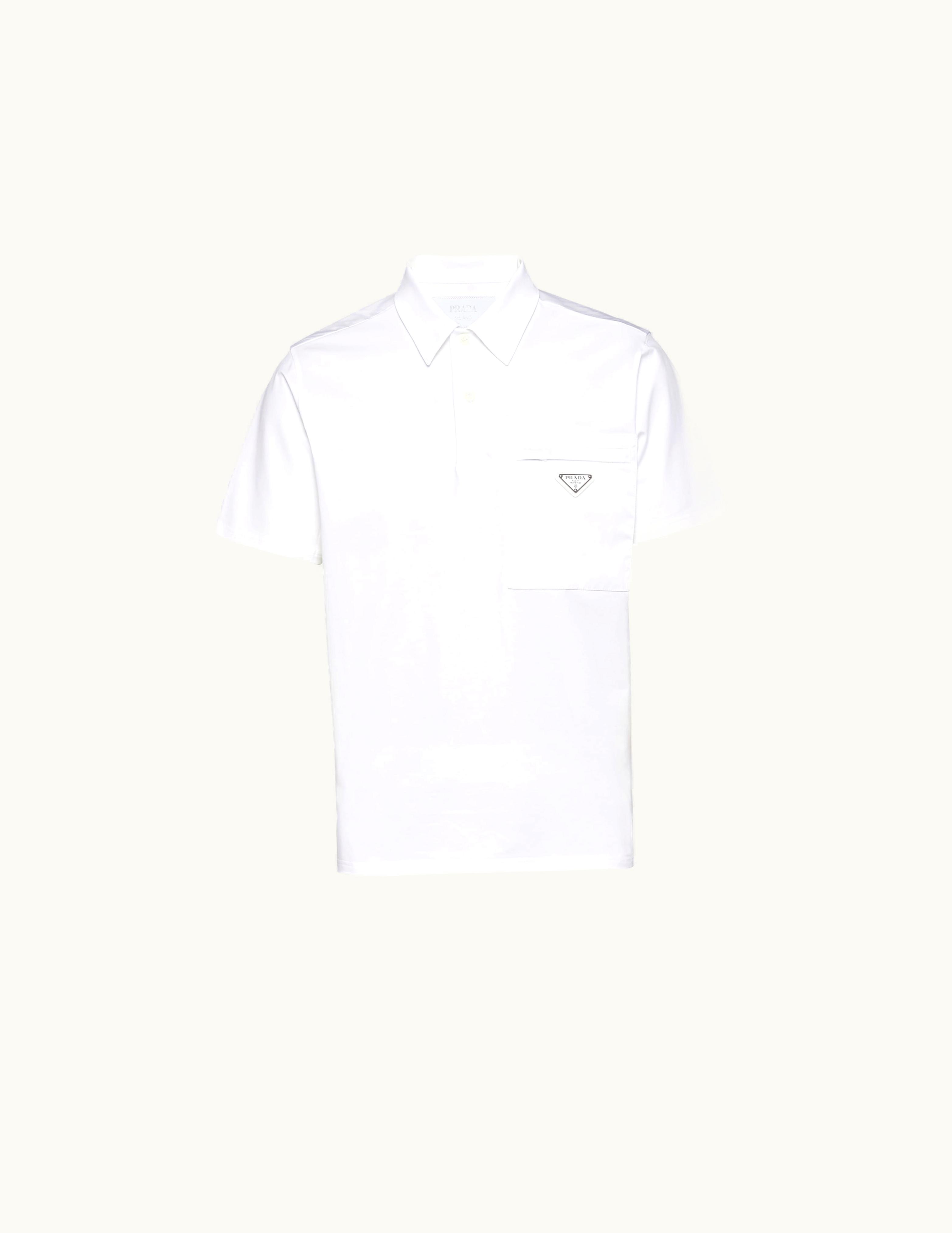 Prada Prada White / White Stretch Cotton Polo Shirt With Re-nylon Details