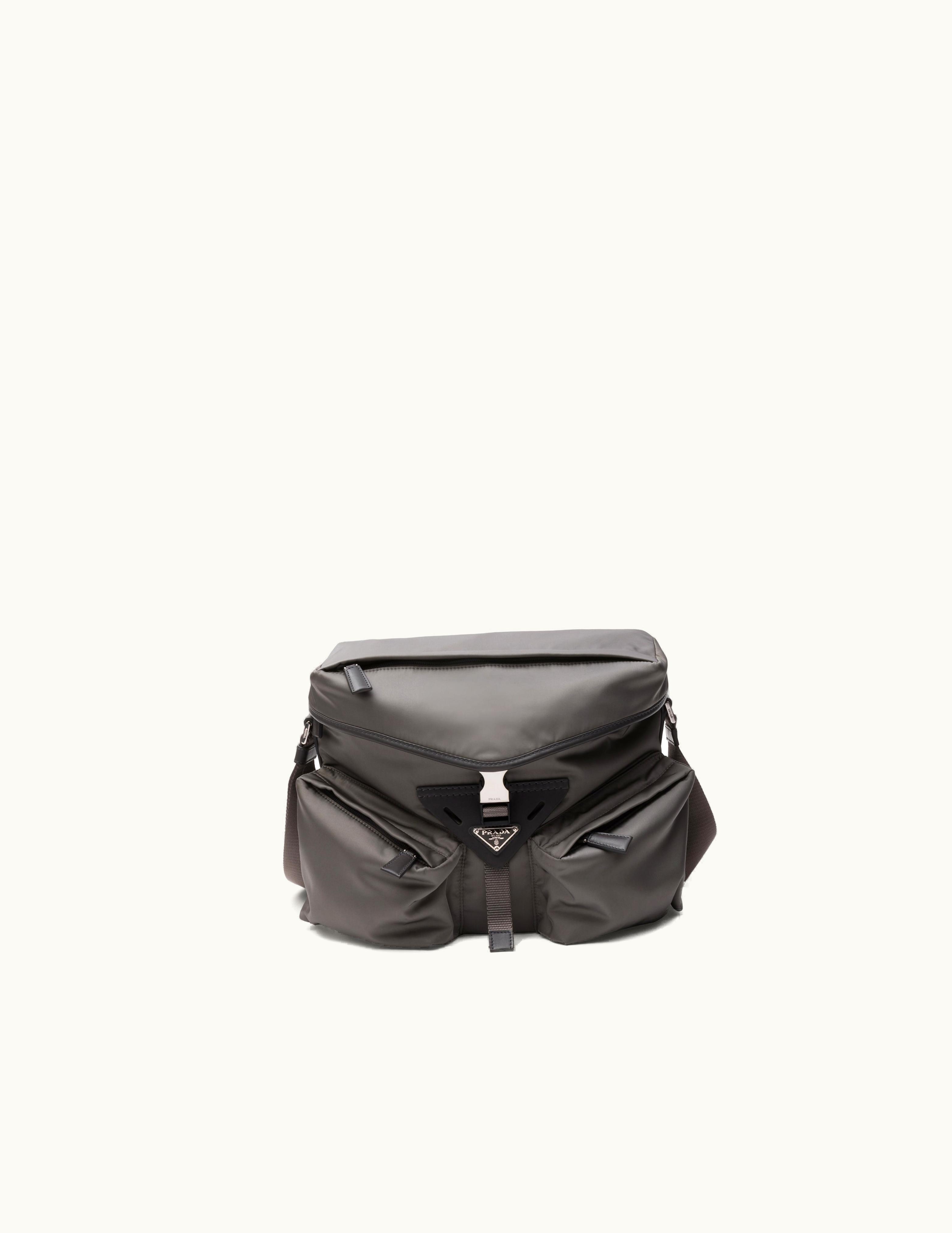 Prada Prada Iron Gray Re-nylon And Leather Shoulder Bag
