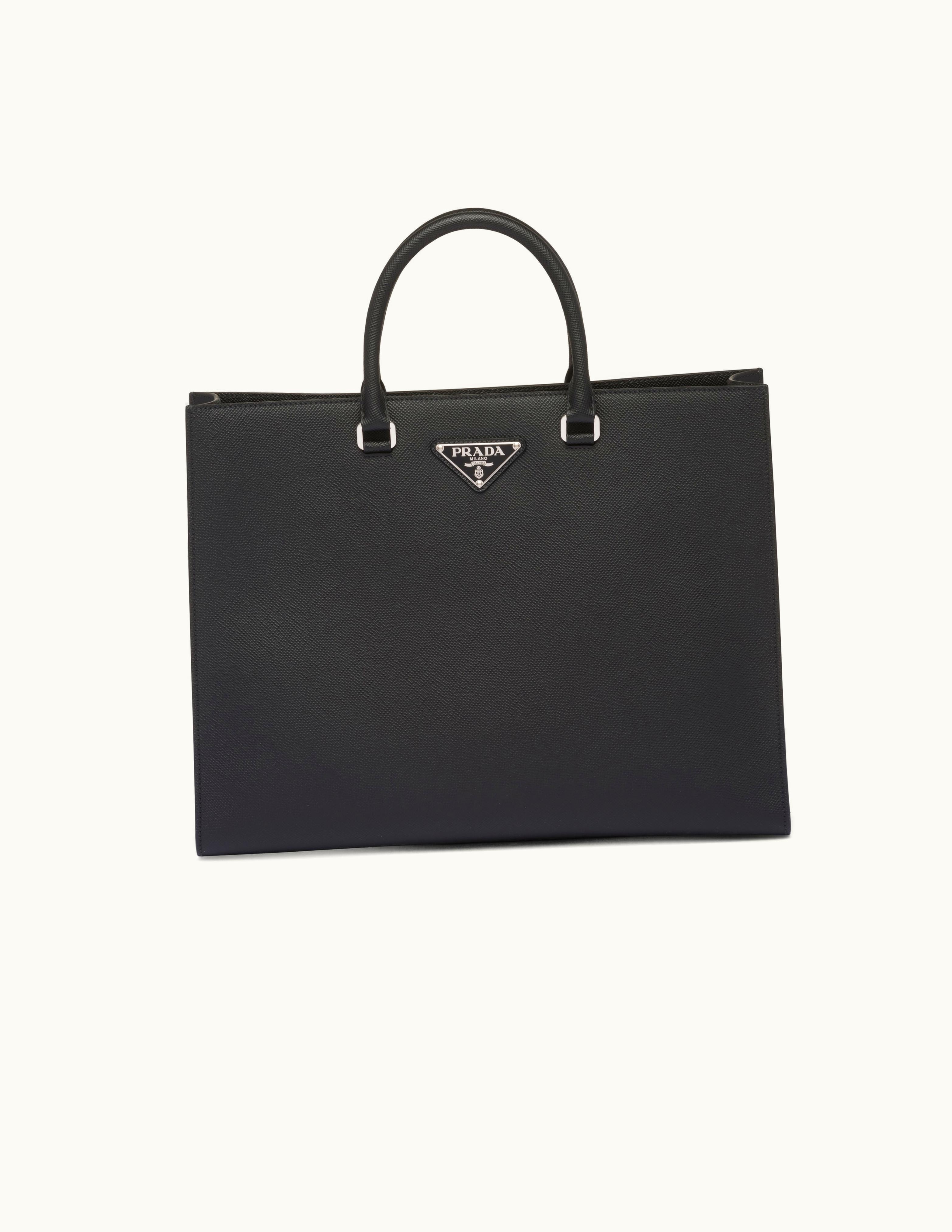 Prada Prada Saffiano Black Nylon Leather Tote Bag