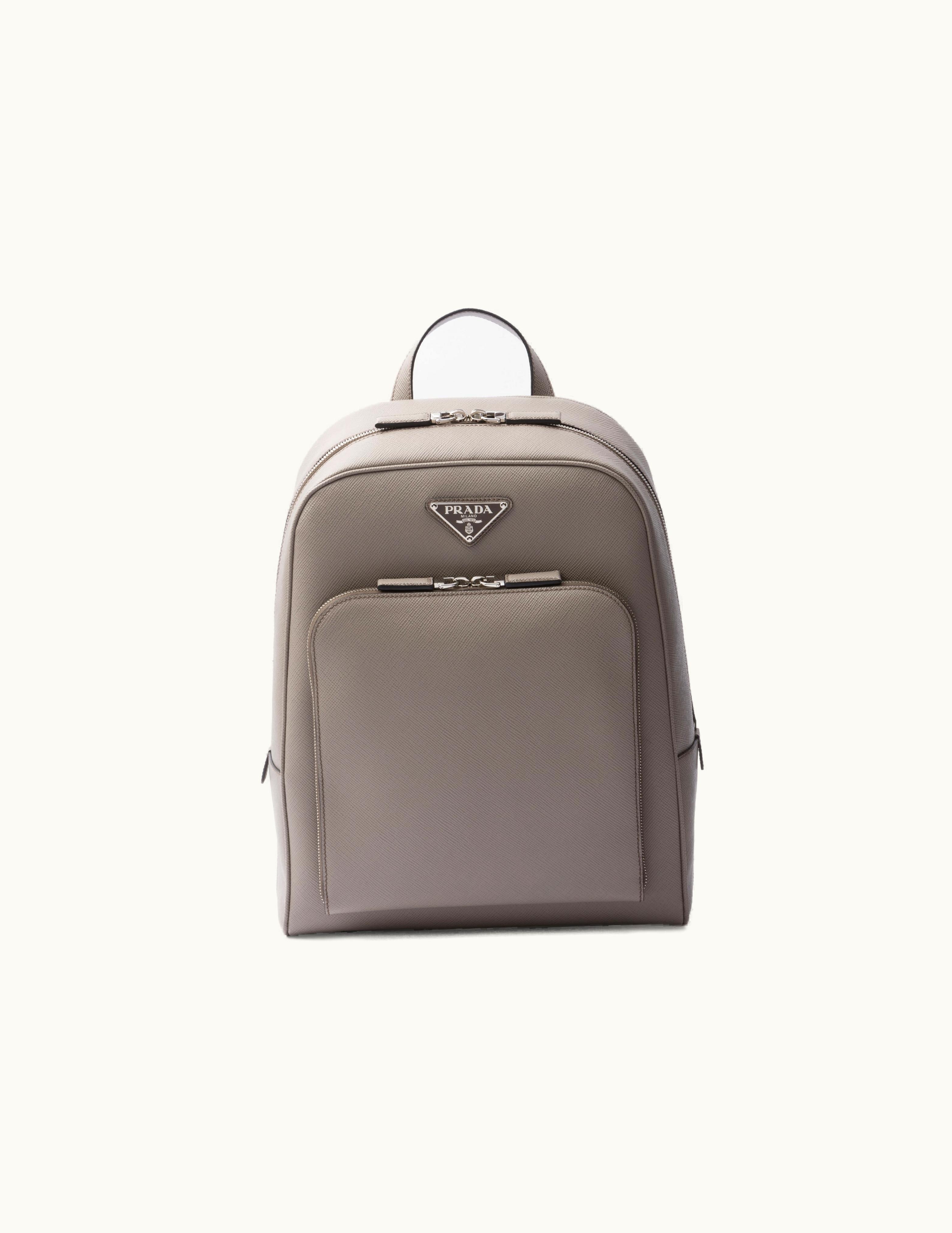 Prada Prada Clay Grey Saffiano Leather Backpack