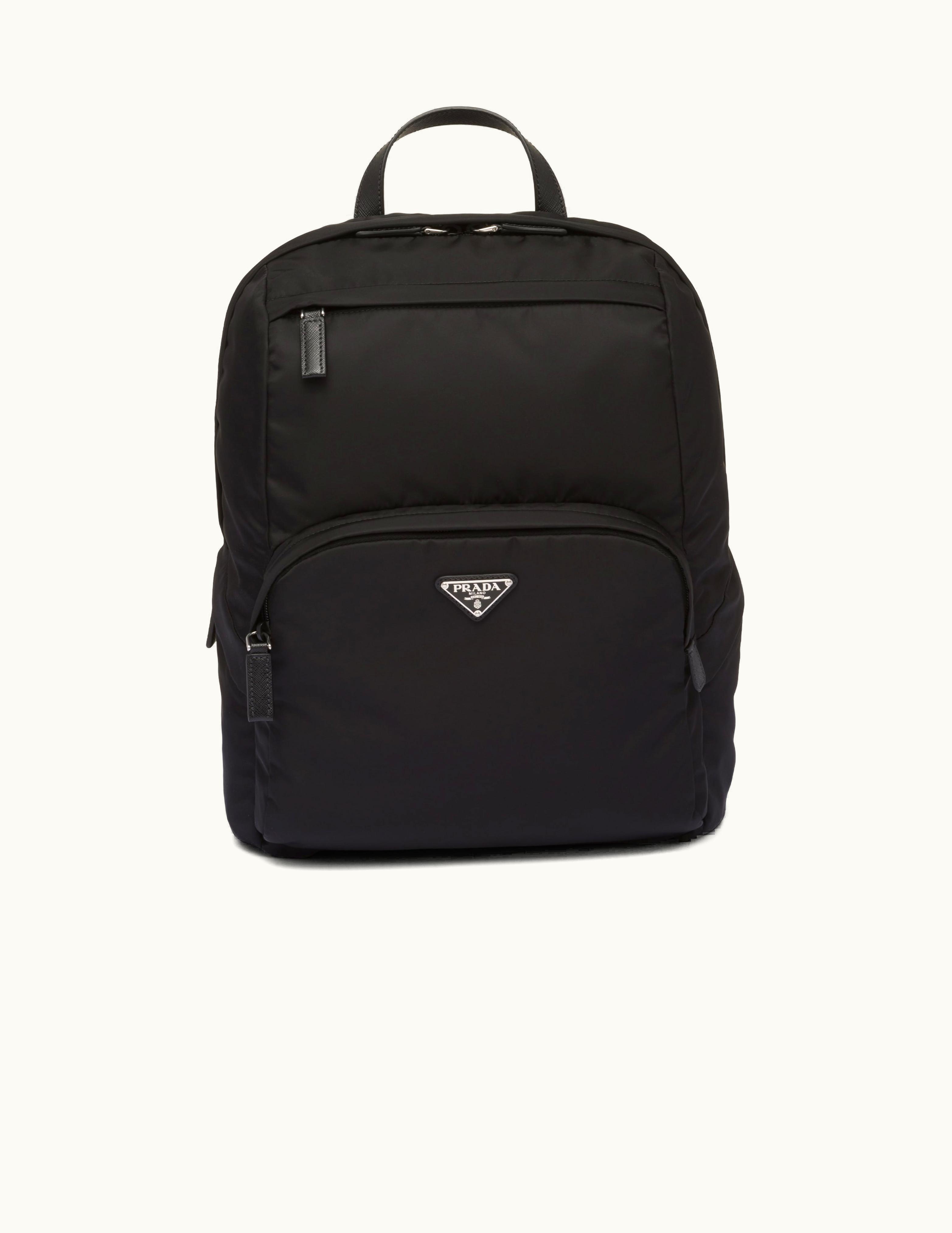 Prada Prada Re-Nylon Black Saffiano Leather Backpack