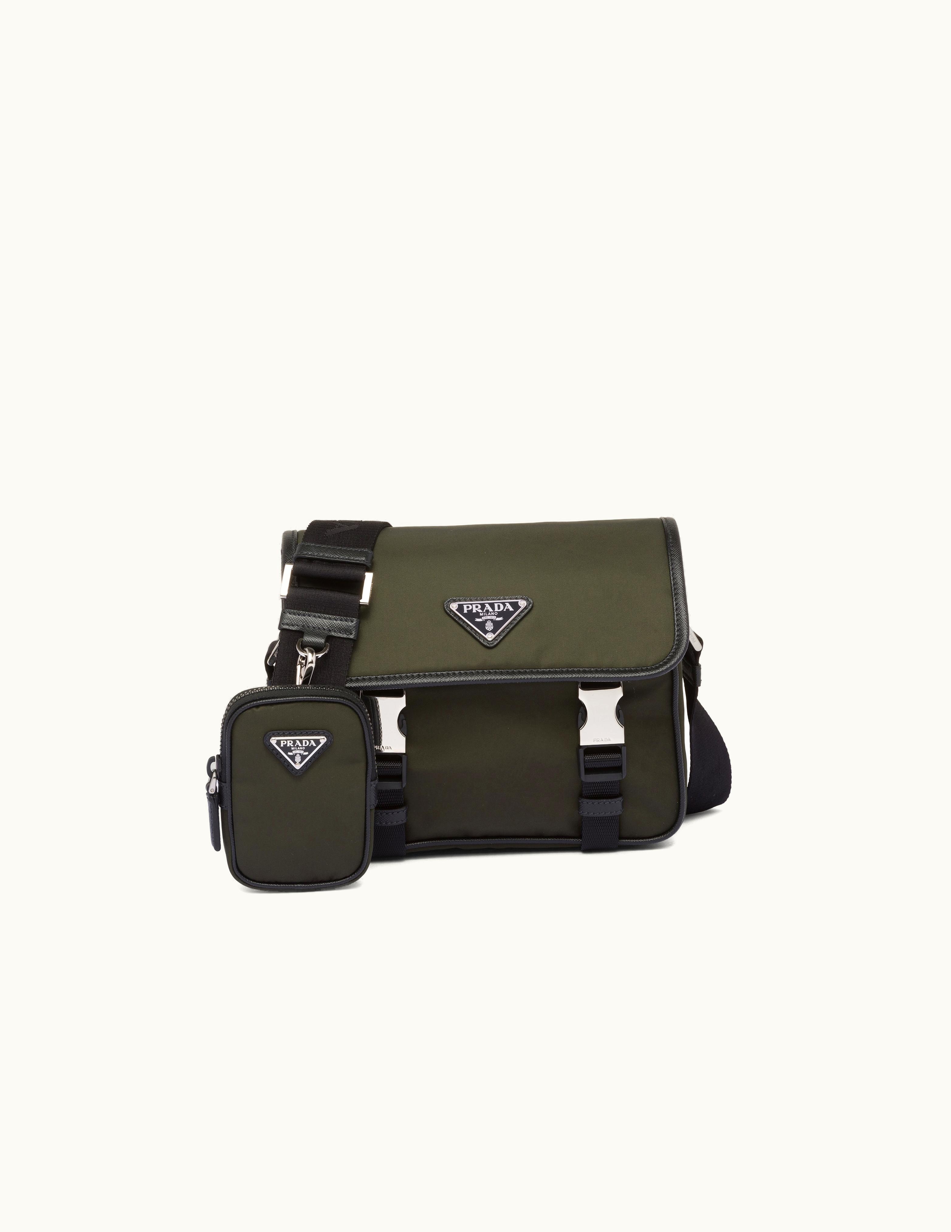 Prada Prada Tundra Re-Nylon And Saffiano Leather Shoulder Bag with Detachable Pouch