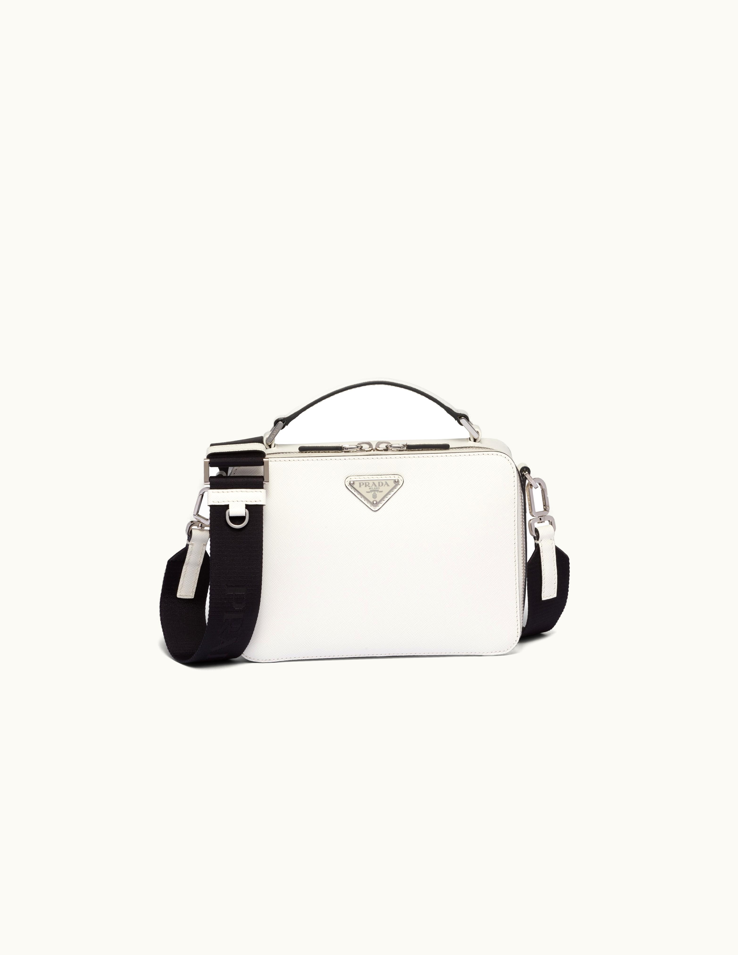 Prada White Medium Prada Brique Saffiano Leather Bag