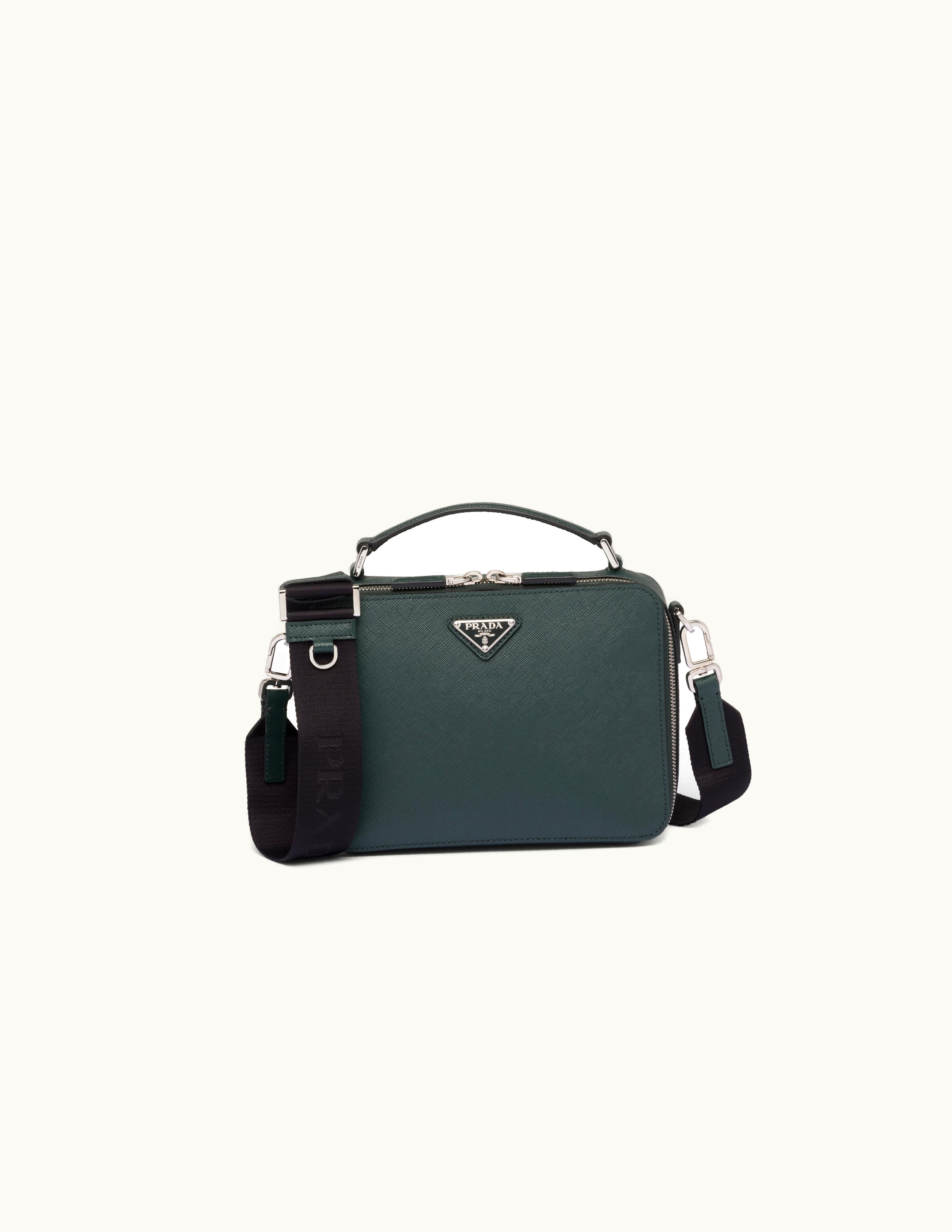 Prada Emerald Green Medium Prada Brique Saffiano Leather Bag