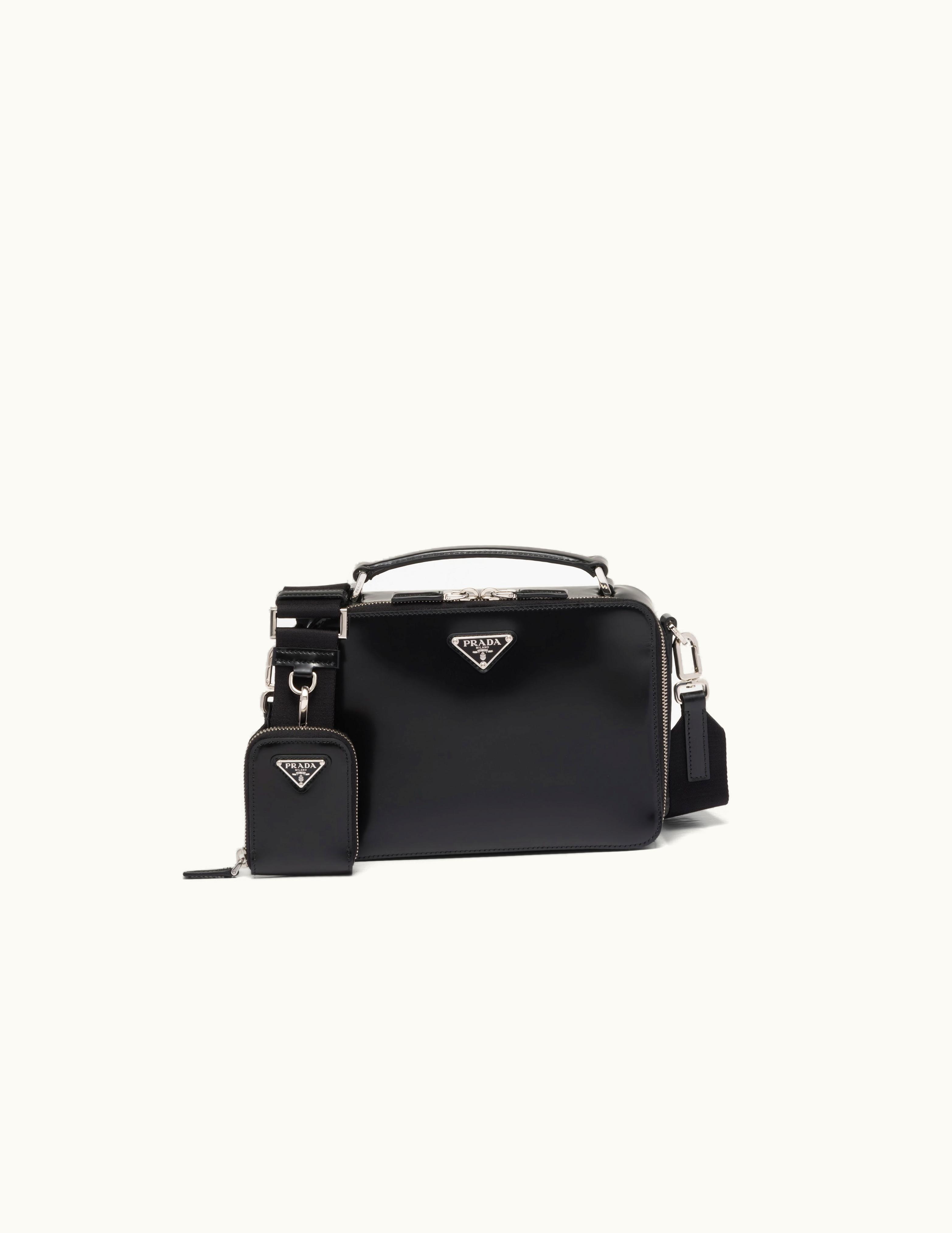 Prada Black Medium Prada Brique Brushed Leather Bag
