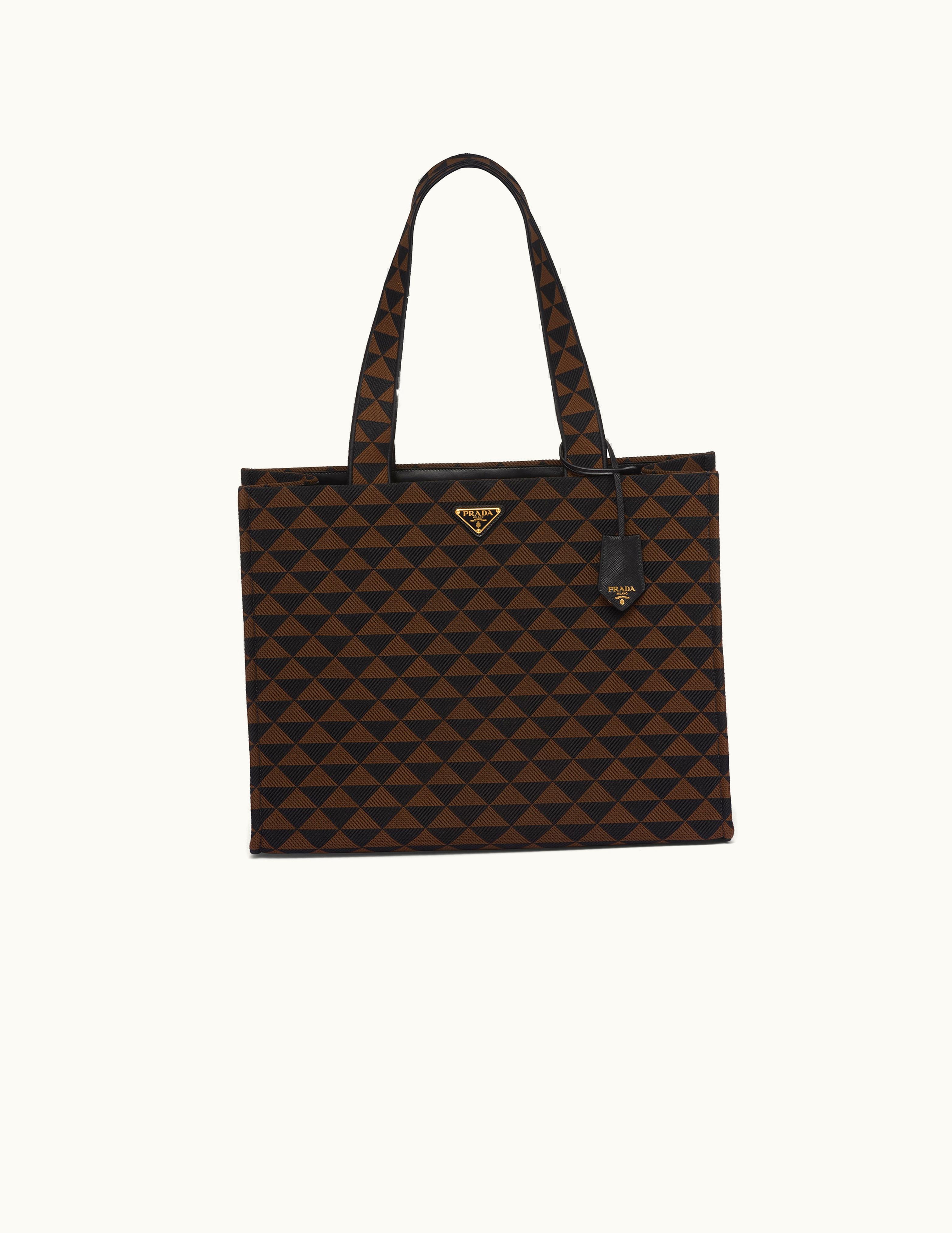 Prada Black / Burnt Sienna Prada Symbole Bag In Embroidered Fabric