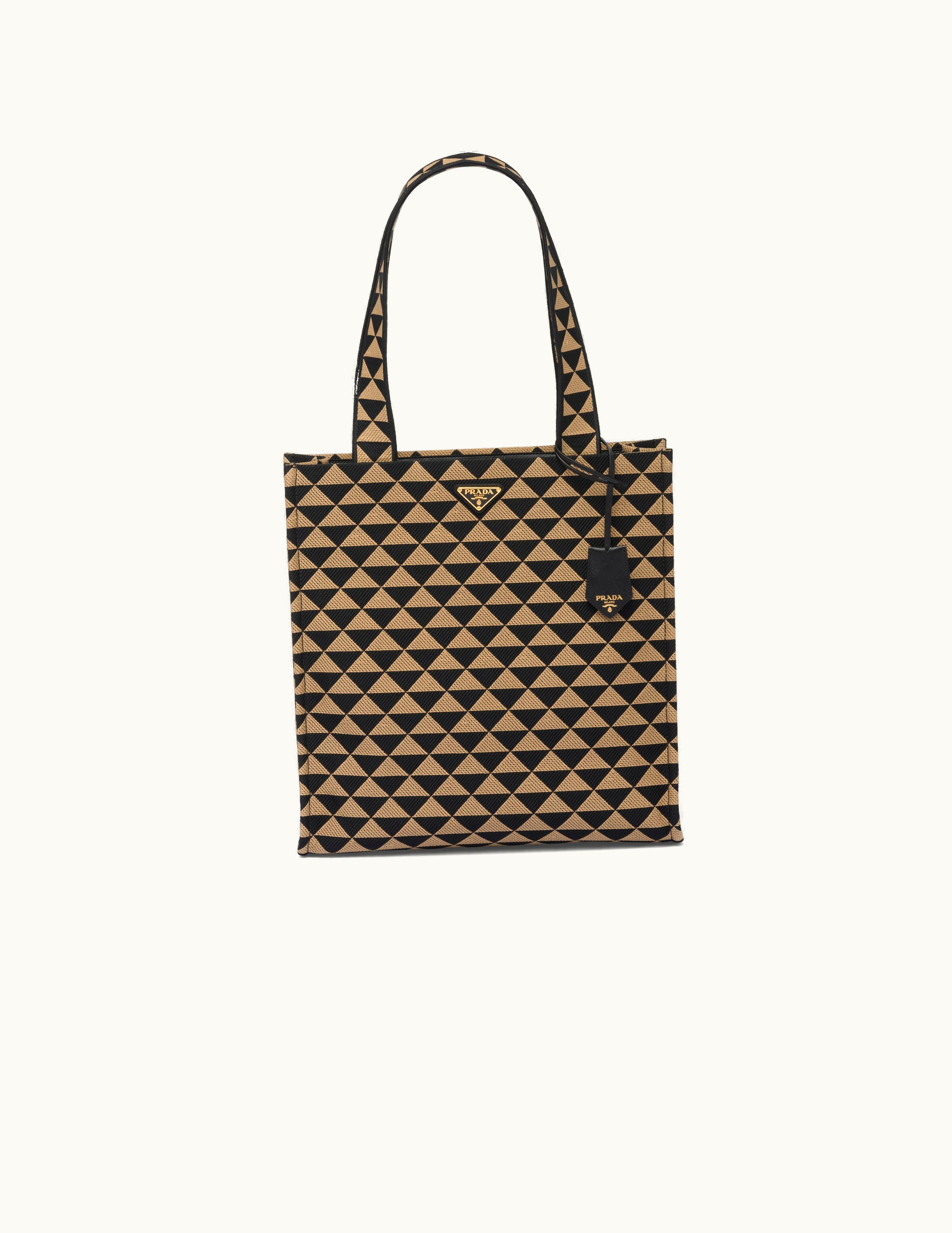 Prada Black / Beige Prada Symbole Bag In Embroidered Fabric