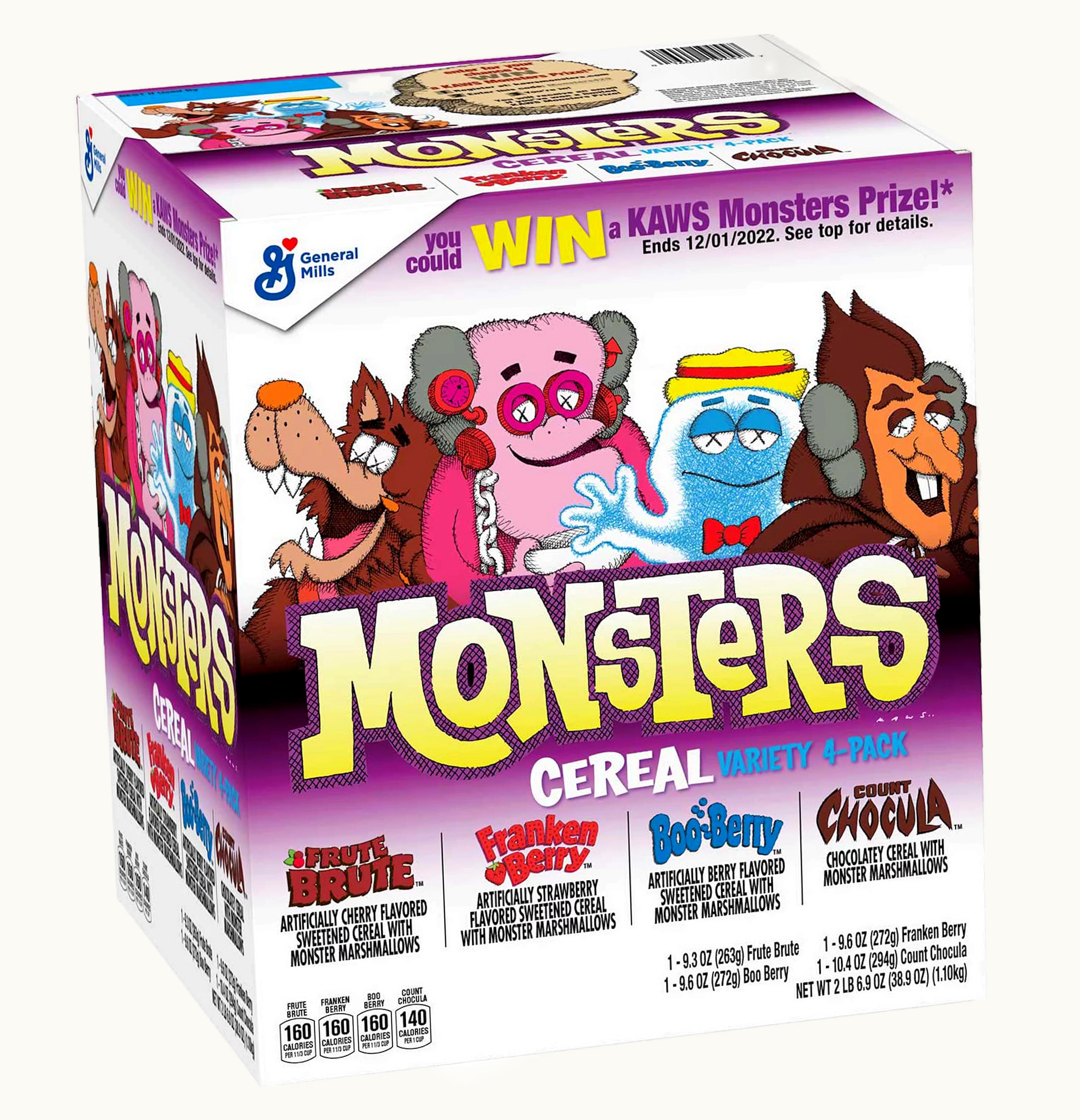 KAWS KAWS Monsters Franken Berry Count Chocula Boo Berry Frute Brute 4 Pack Not Fit For Human Consumption