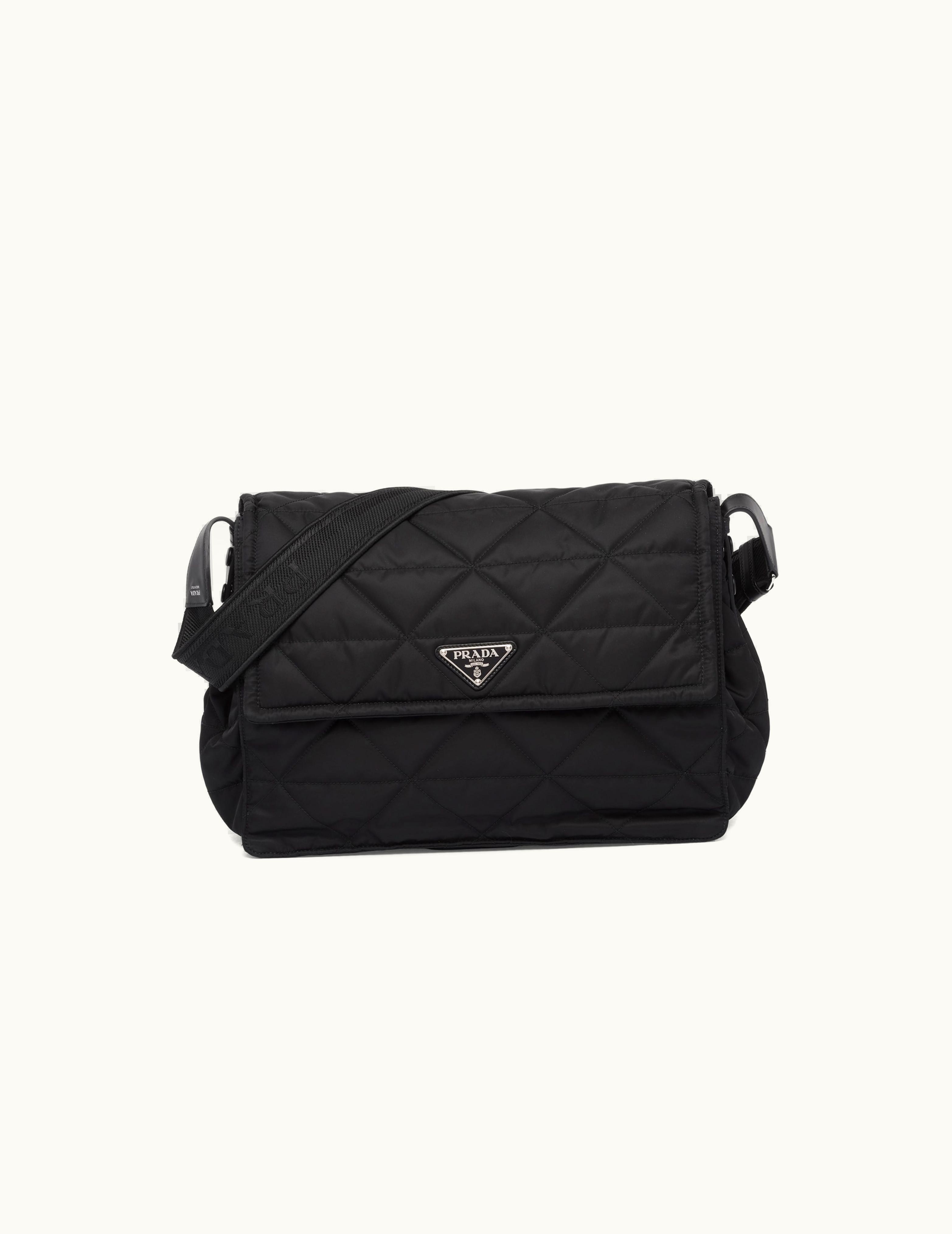 Prada Prada Black Topstitched Re-nylon Shoulder Bag