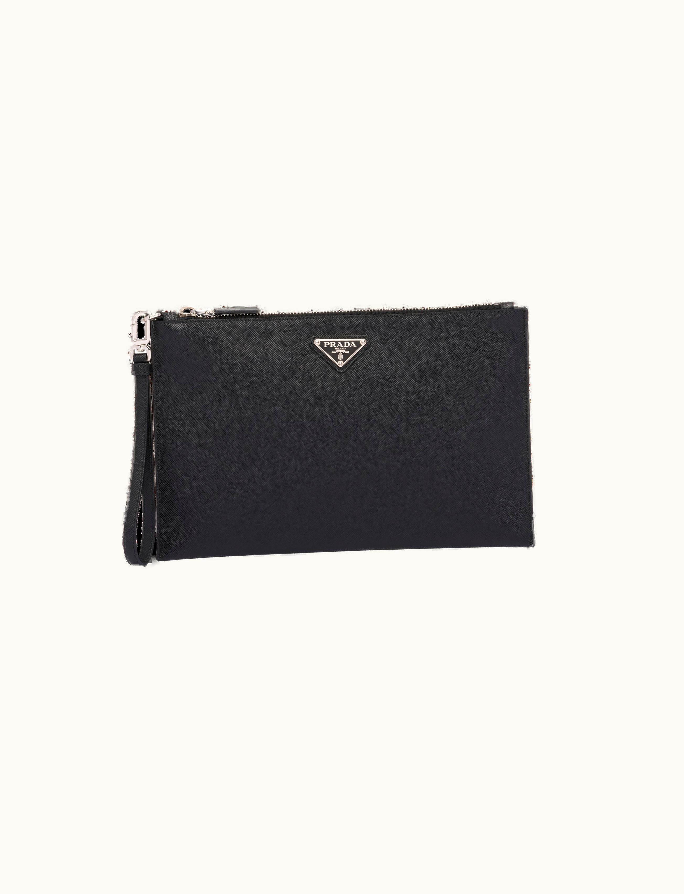 Prada Prada Saffiano Leather Clutch Black