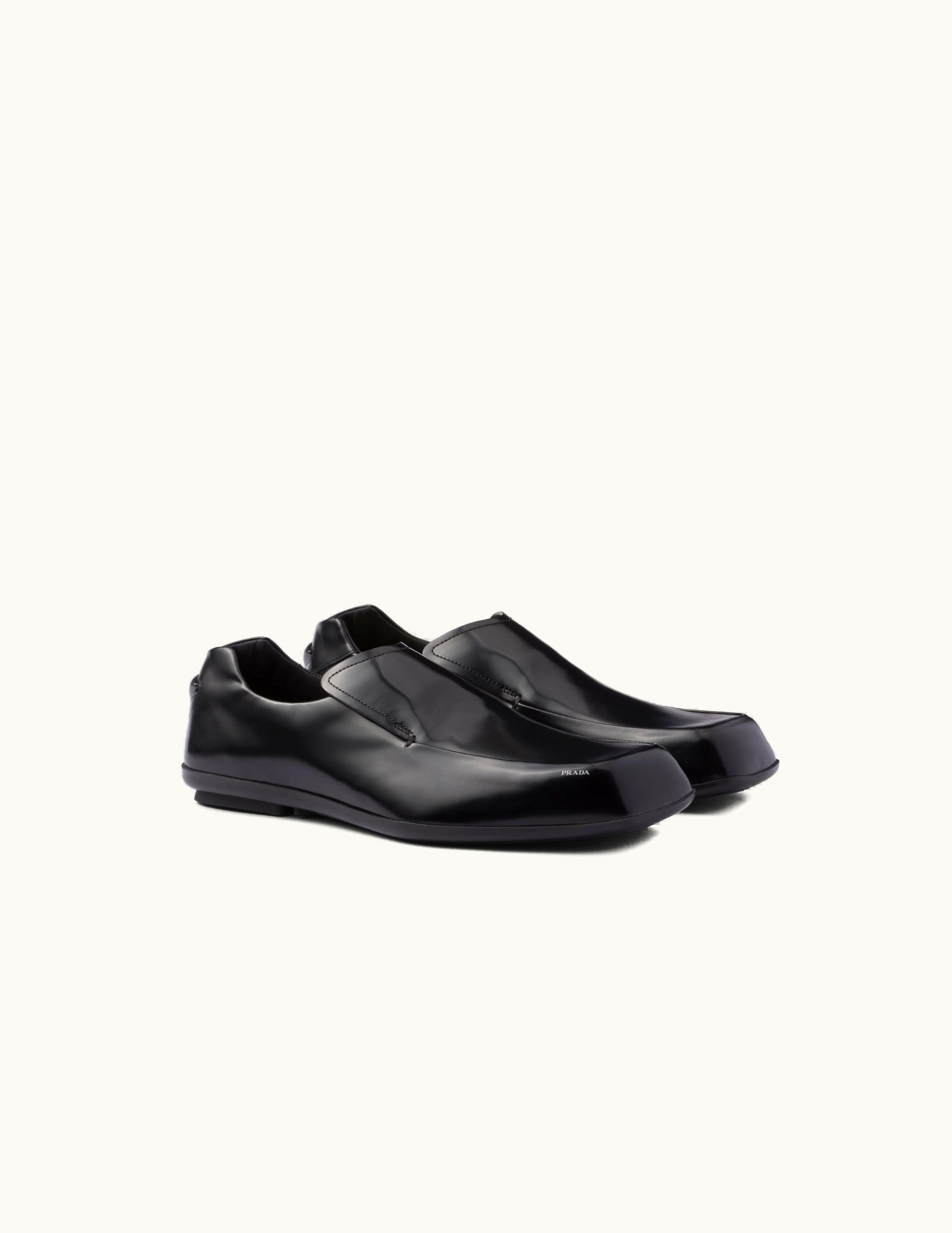 Prada Prada Black Razor Brushed Leather Loafers
