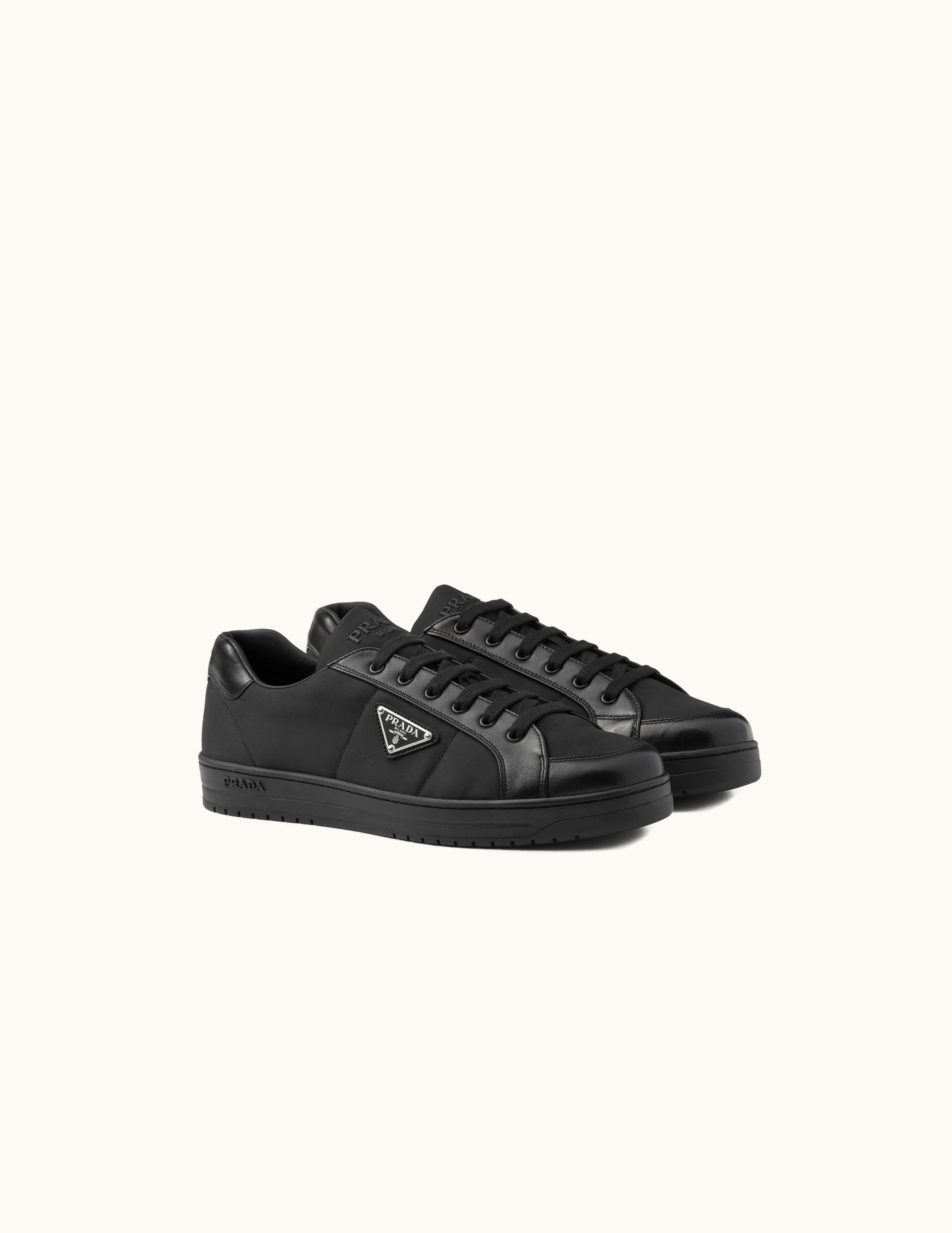 Prada Prada Black Downtown Nappa Leather And Re-nylon Sneakers