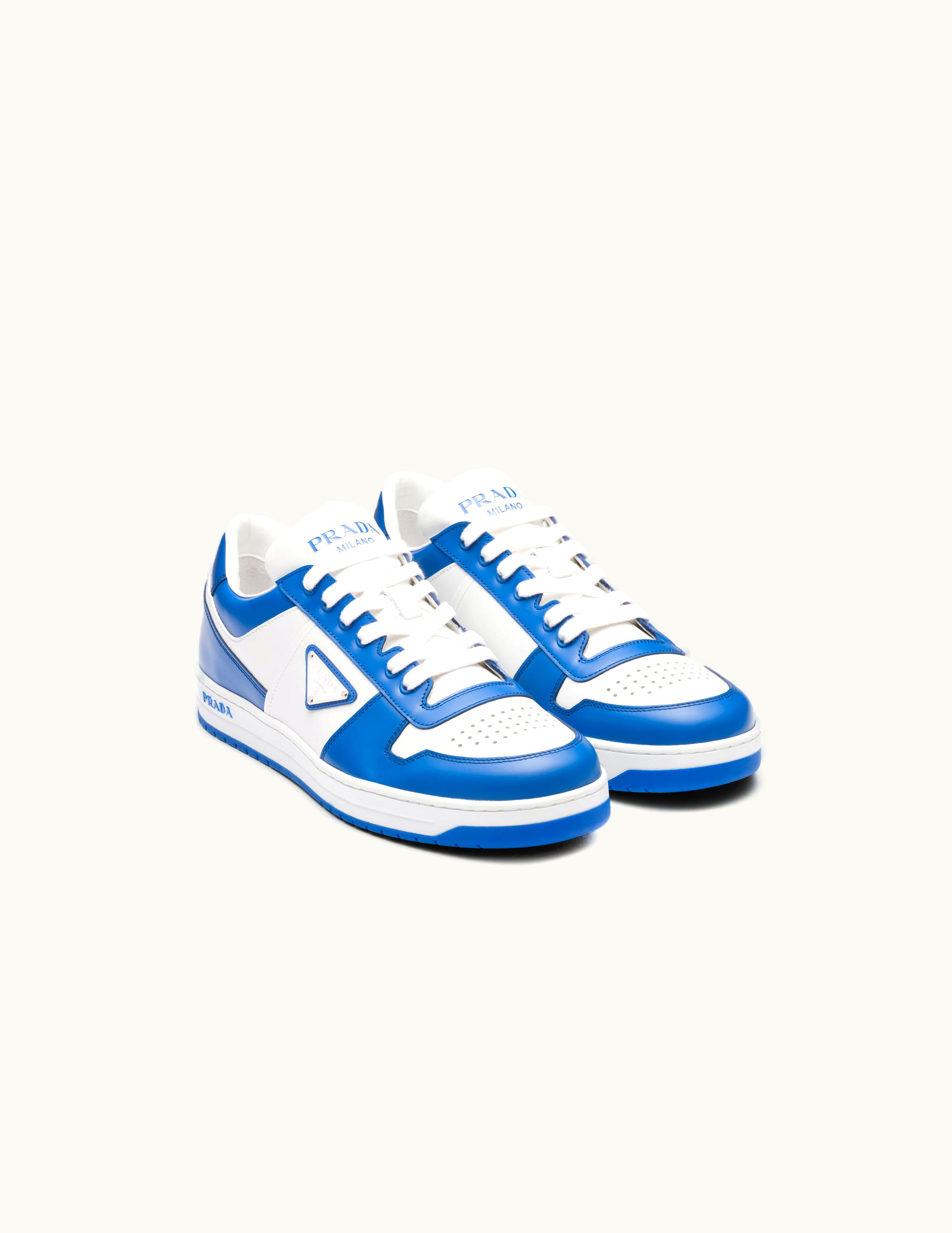 Prada Prada White / Cobalt Blue Downtown Leather Sneakers