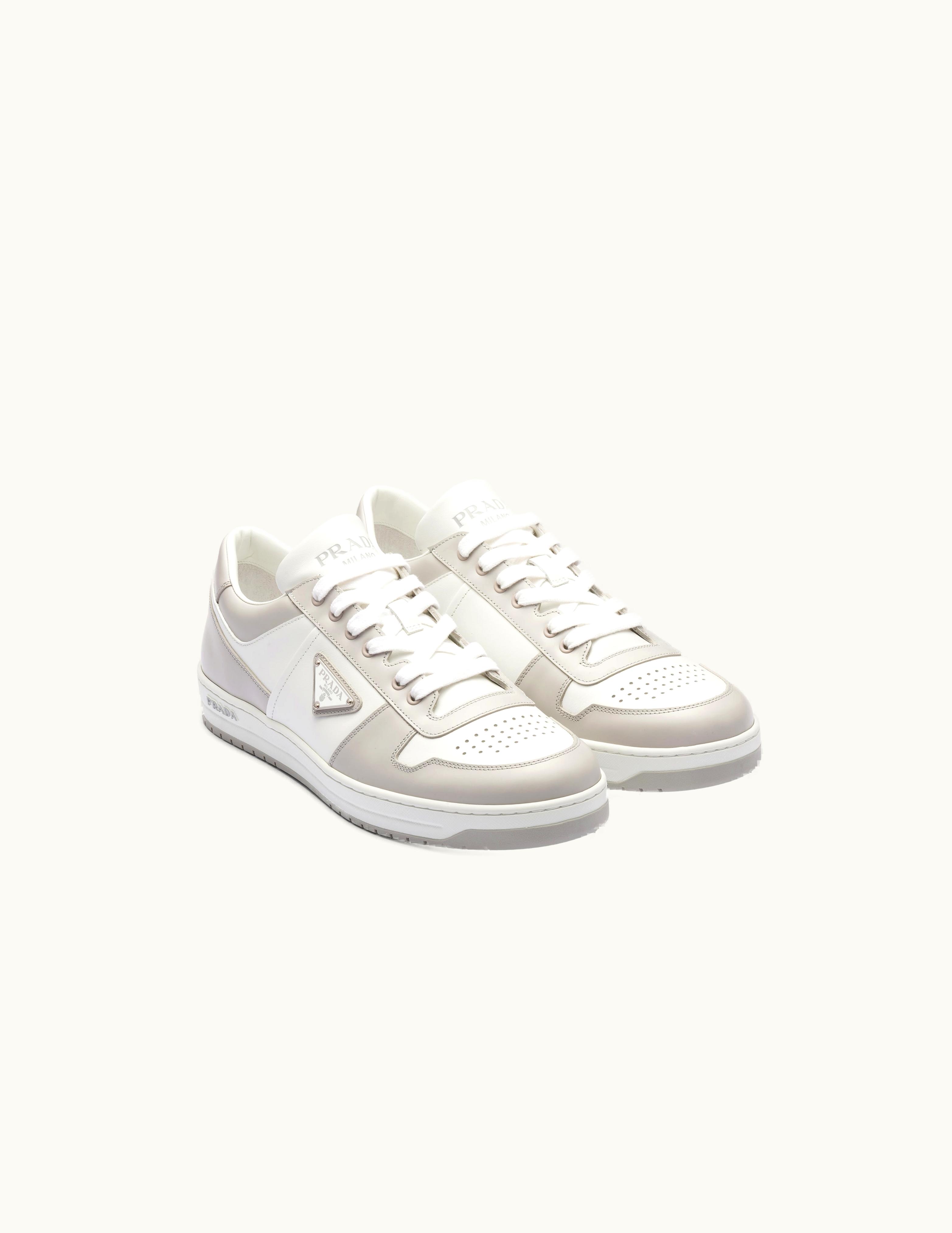 Prada Prada White / Crystal Downtown Leather Sneakers