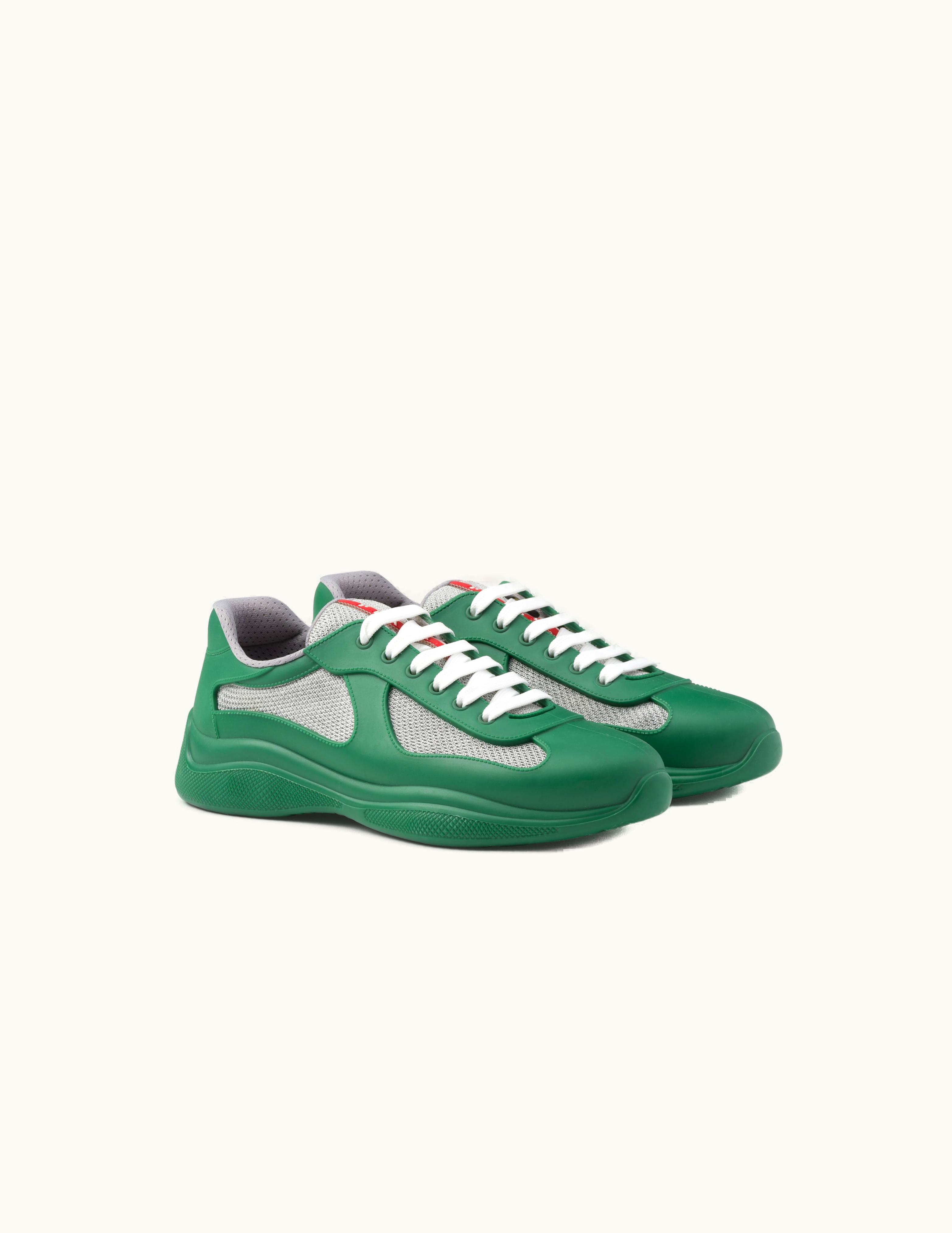 Prada Green Prada America's Cup Soft Rubber And Bike Fabric Sneakers