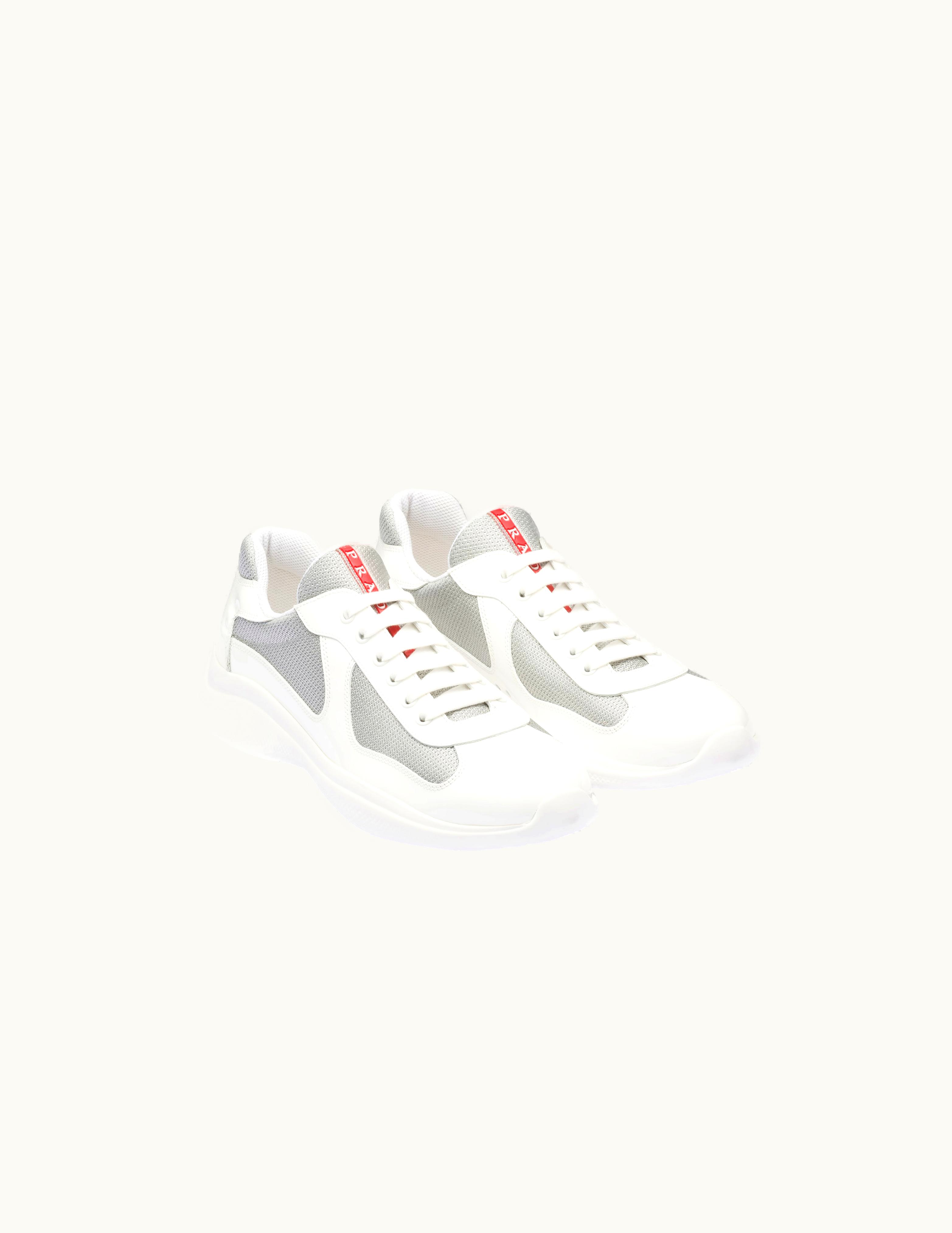 Prada White / Silver Prada America's Cup Sneakers