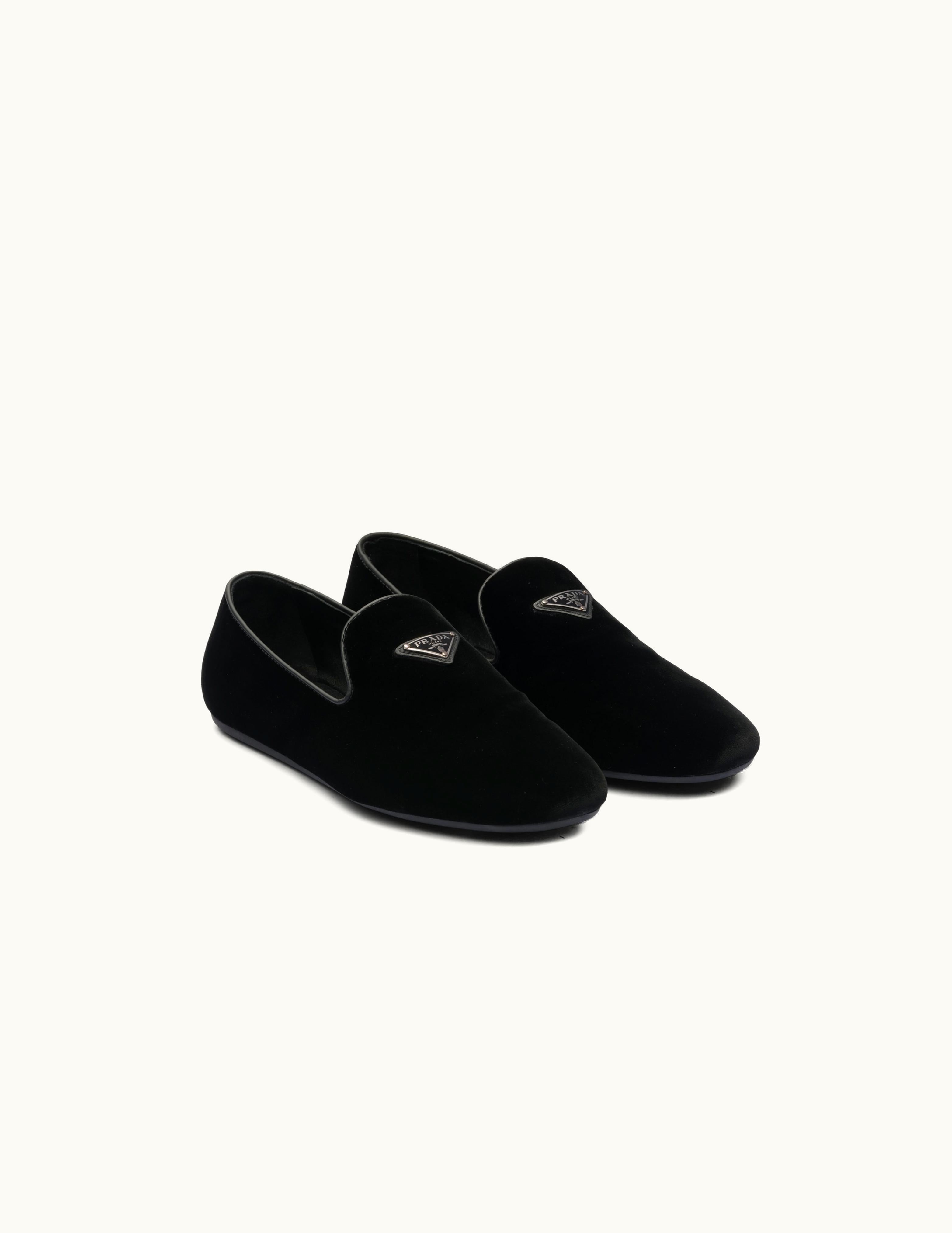 Prada Prada Black Velvet Slip-on Shoes