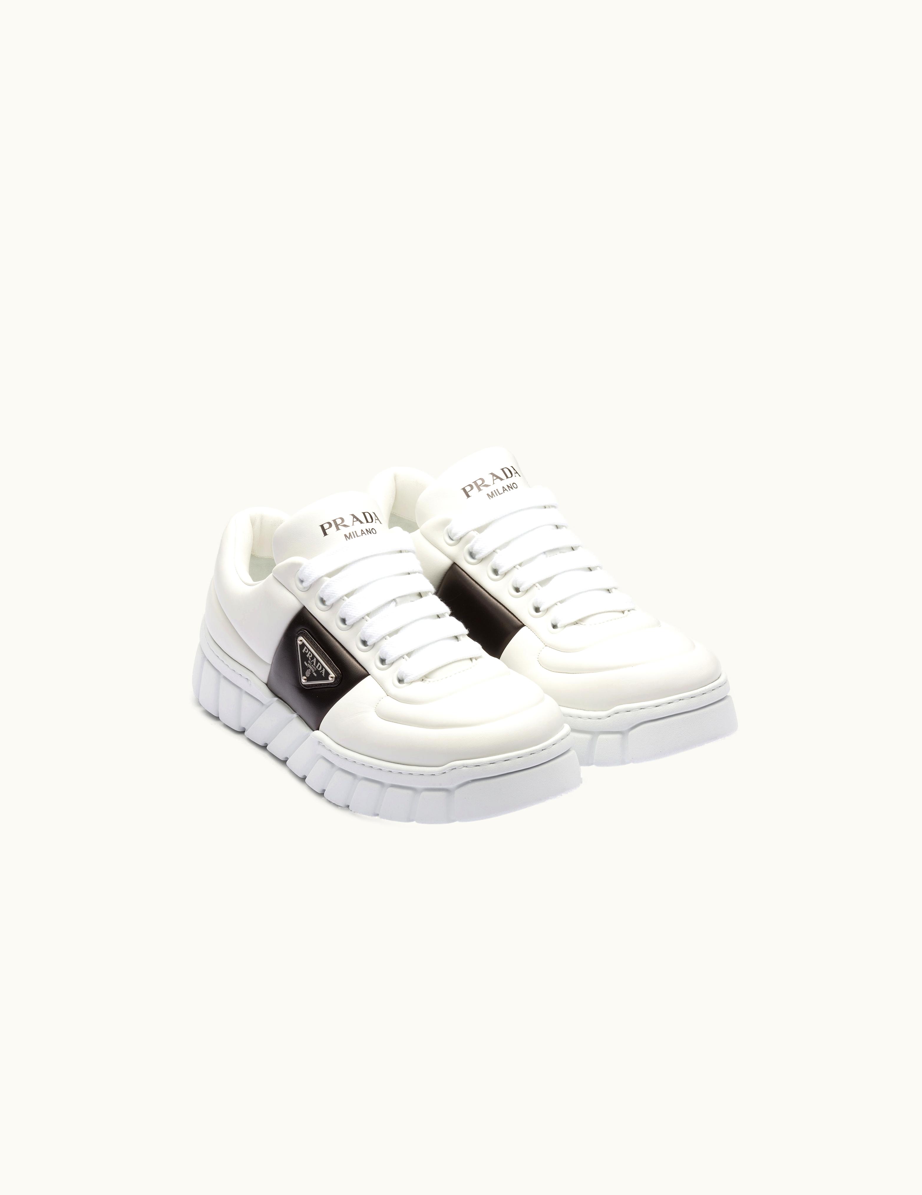 Prada Prada White / Black Padded Nappa Leather Sneakers