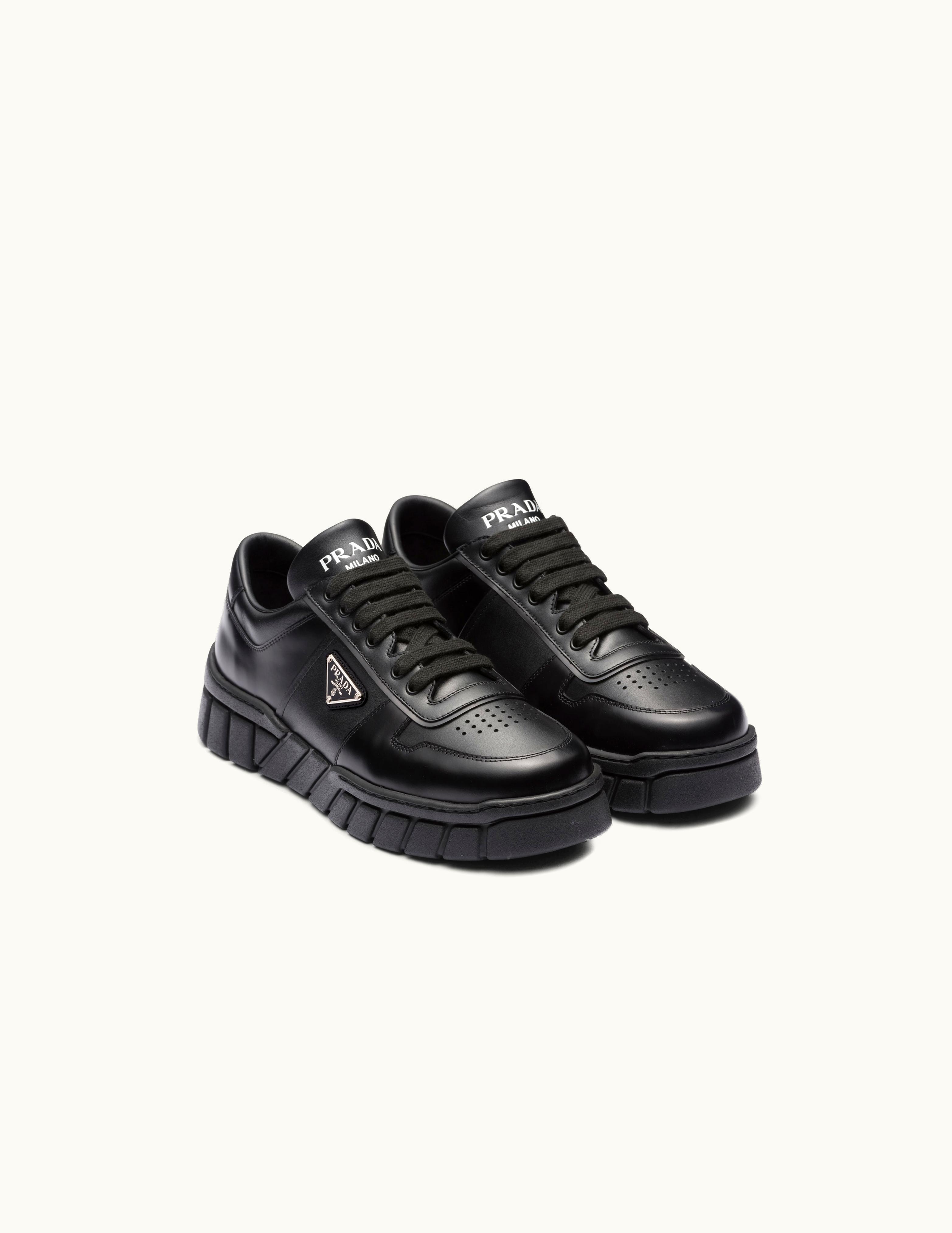 Prada Prada Milano Foam-Sole Leather Sneakers Black