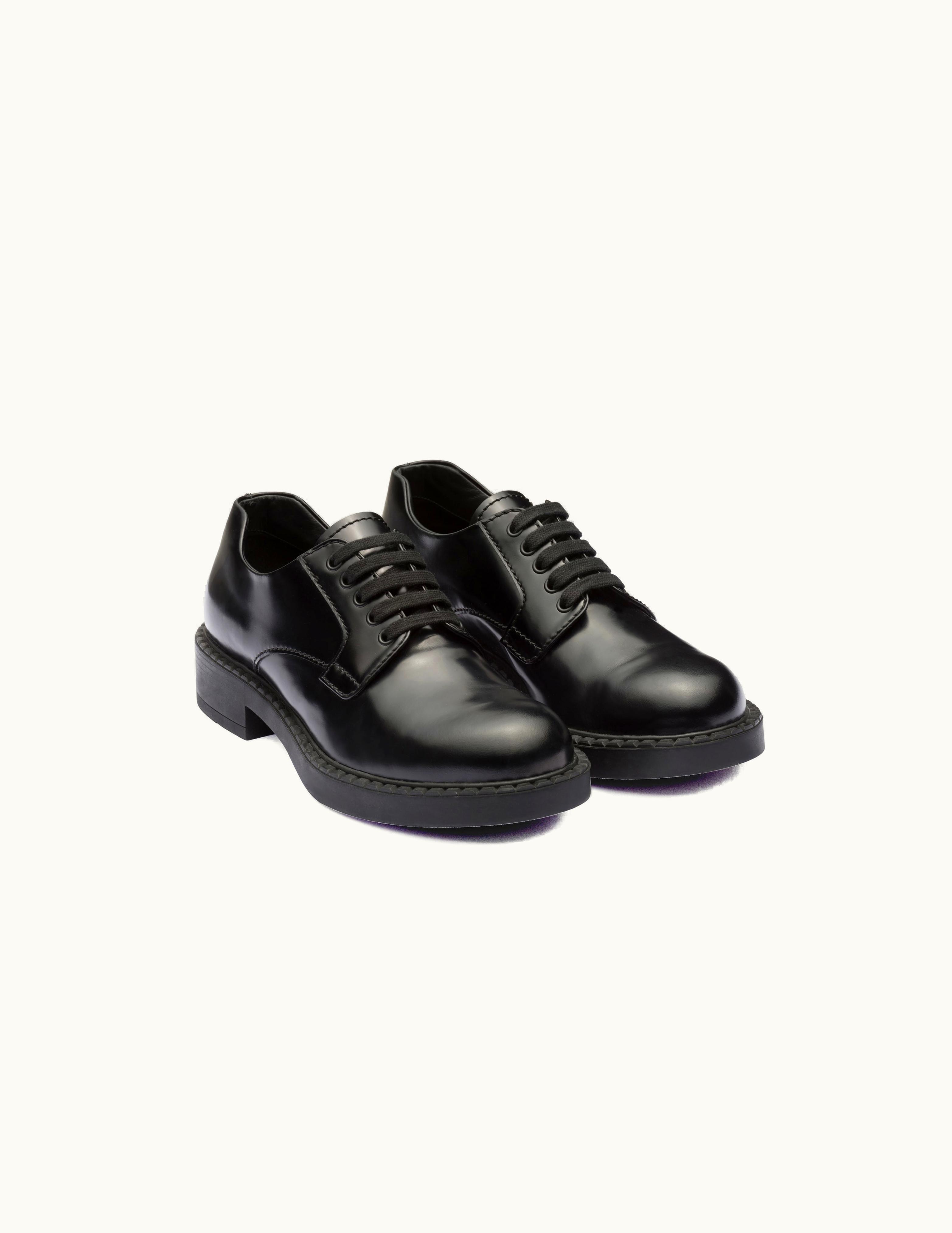 Prada Prada Notched Welt Derby Shoes Black