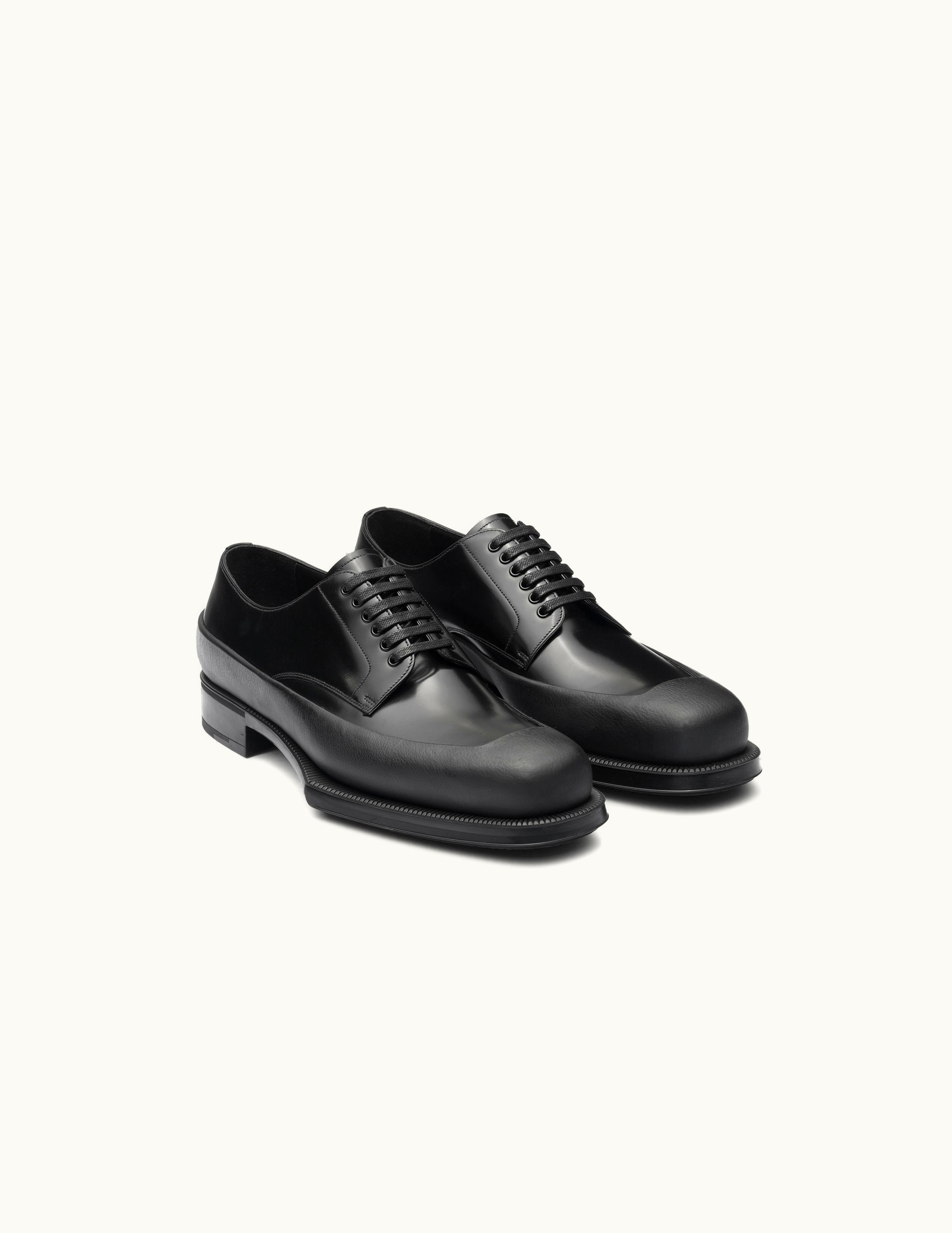 Prada Prada Black Brushed Leather Derby Shoes 2EG413_055_F0002_F_G000